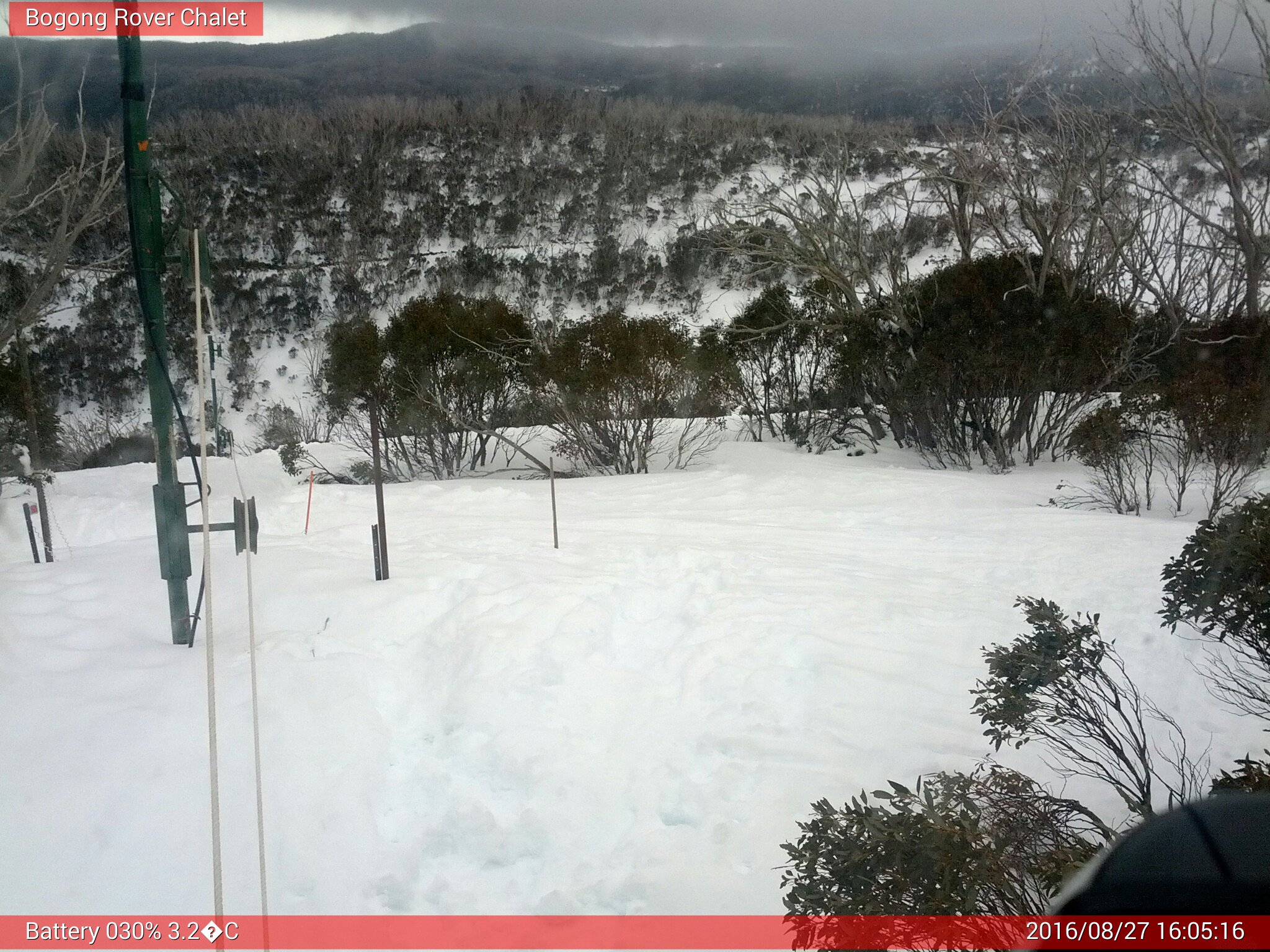 Bogong Web Cam 4:05pm Saturday 27th of August 2016