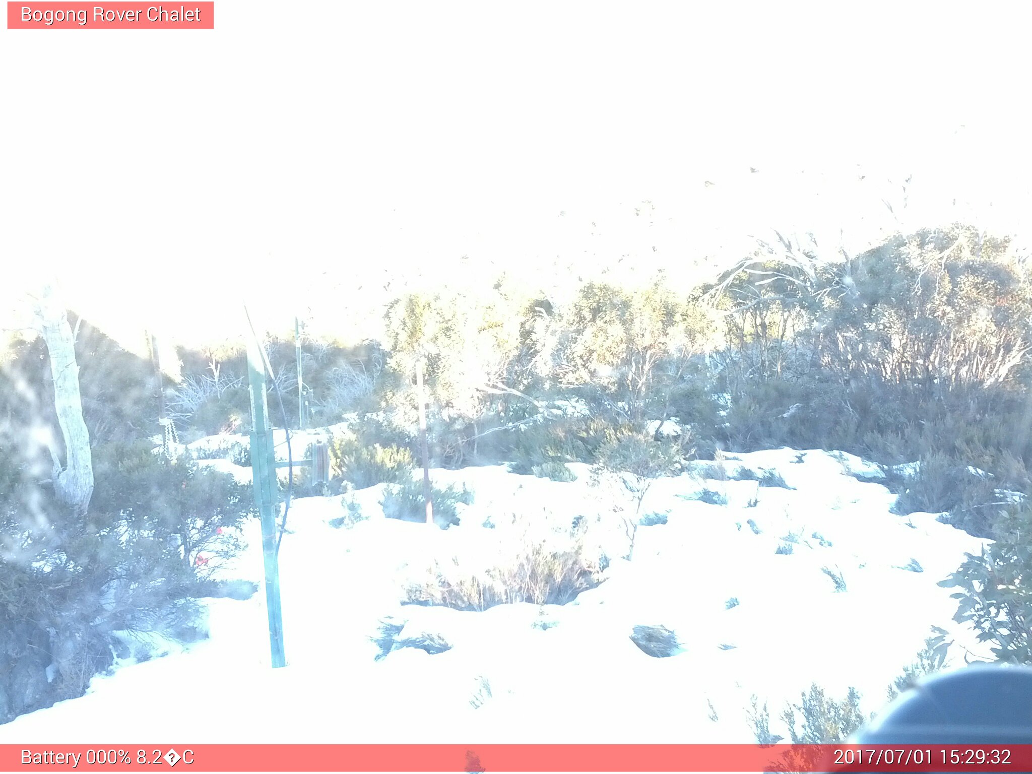 Bogong Web Cam 3:29pm Saturday 1st of July 2017