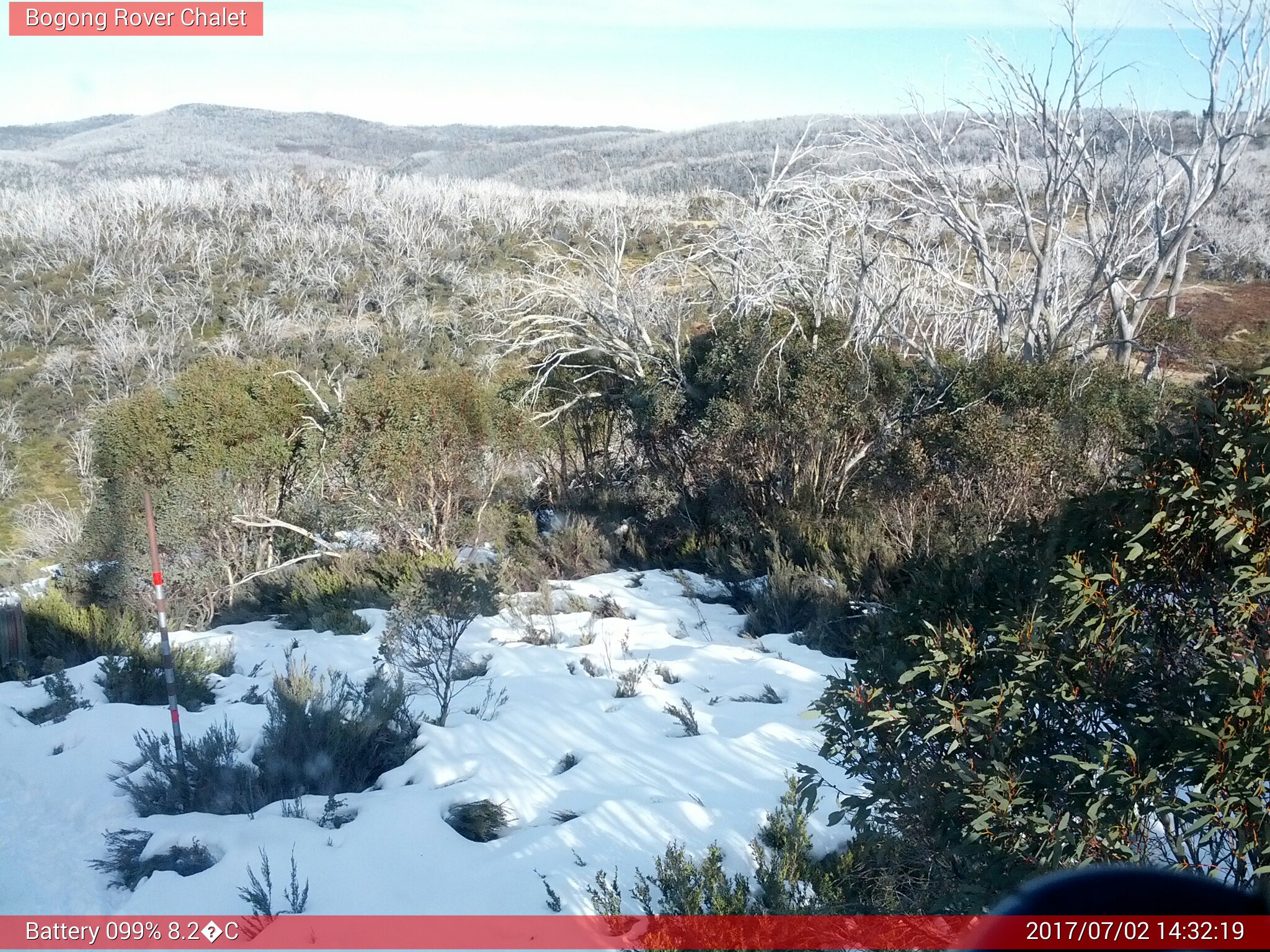 Bogong Web Cam 2:32pm Sunday 2nd of July 2017