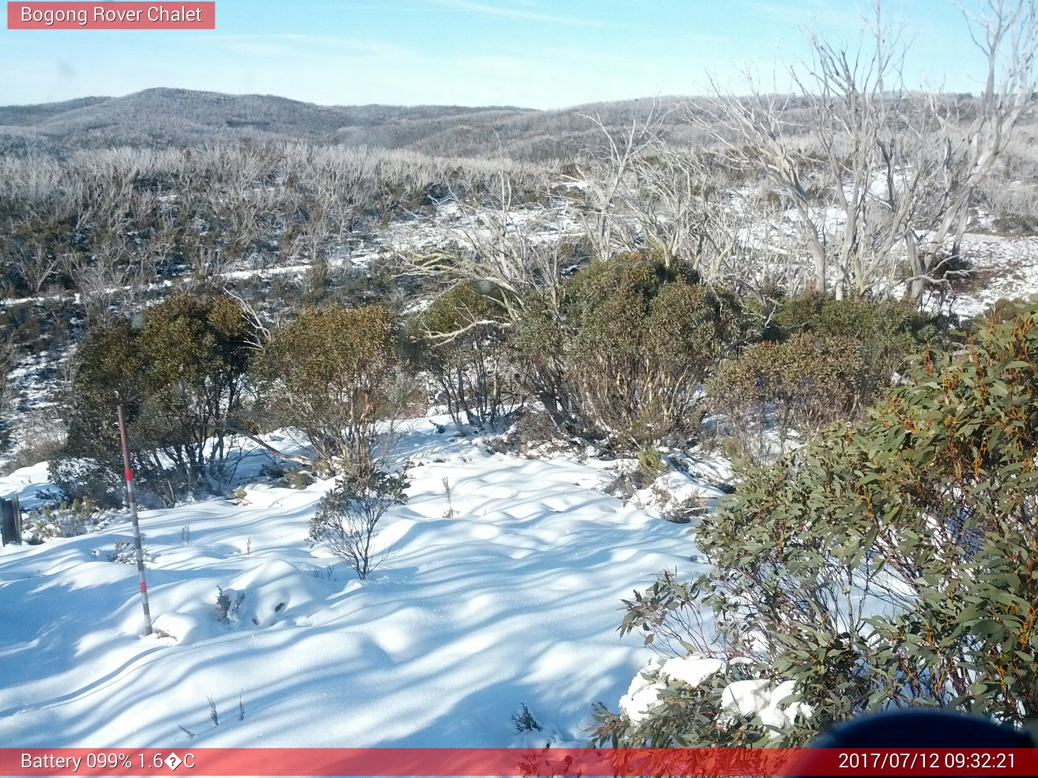 Bogong Web Cam 9:32am Wednesday 12th of July 2017