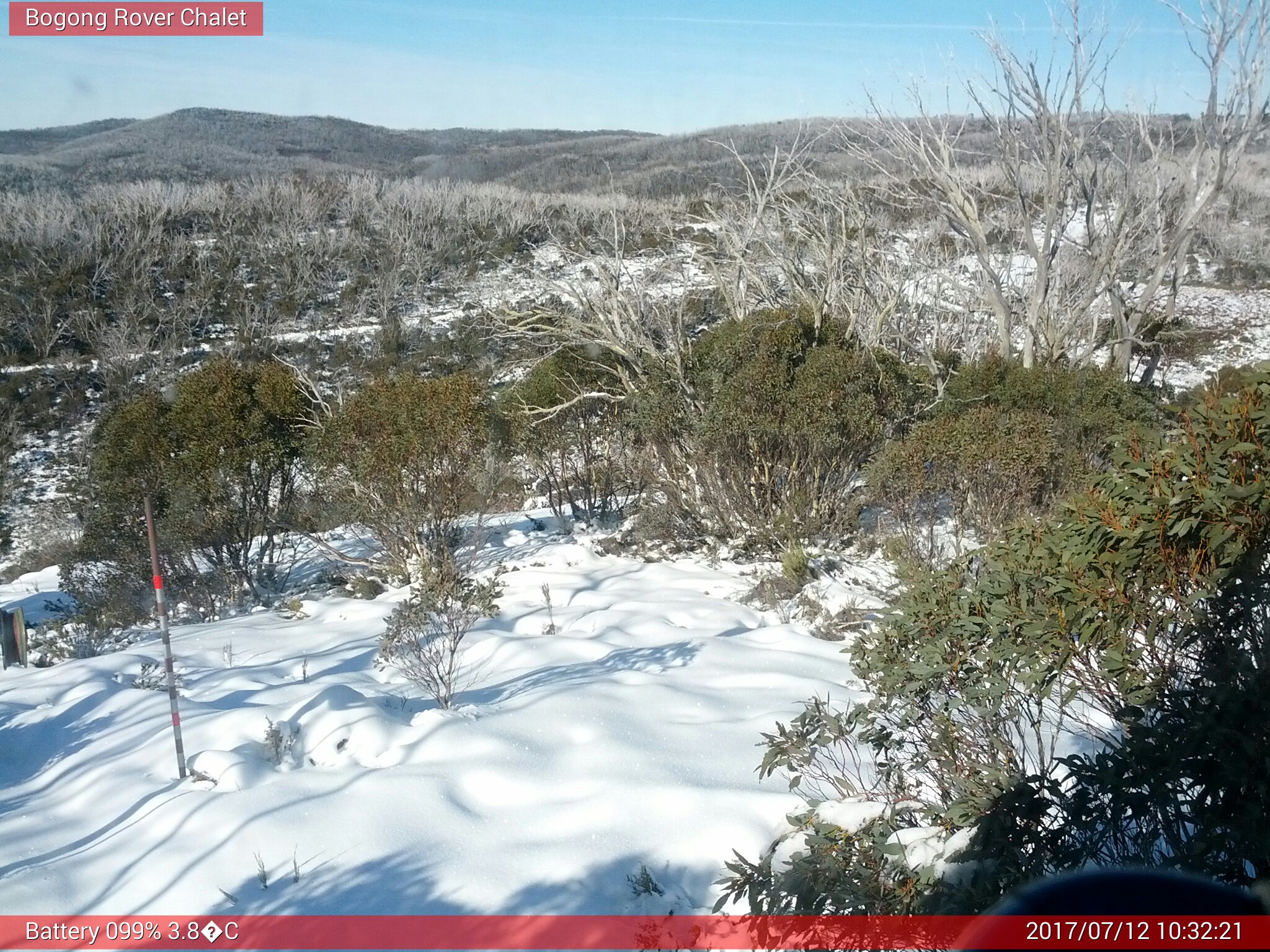 Bogong Web Cam 10:32am Wednesday 12th of July 2017