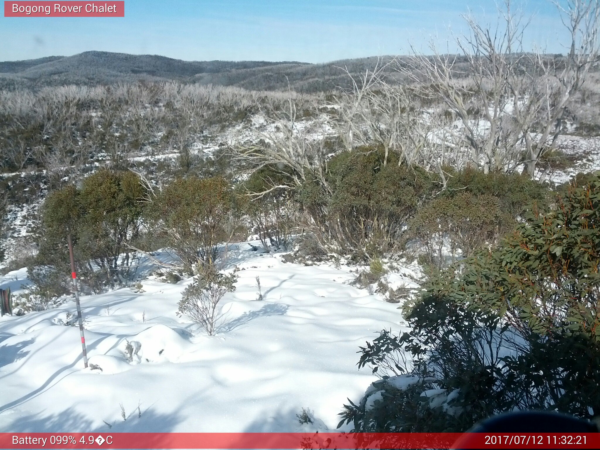 Bogong Web Cam 11:32am Wednesday 12th of July 2017