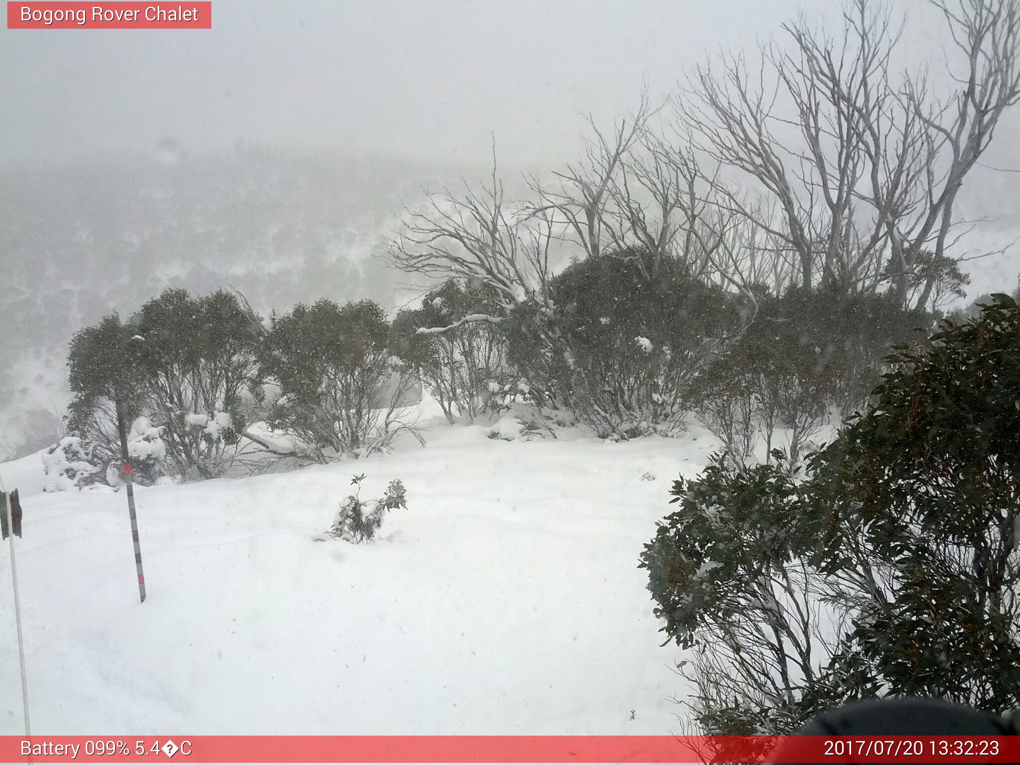 Bogong Web Cam 1:32pm Thursday 20th of July 2017