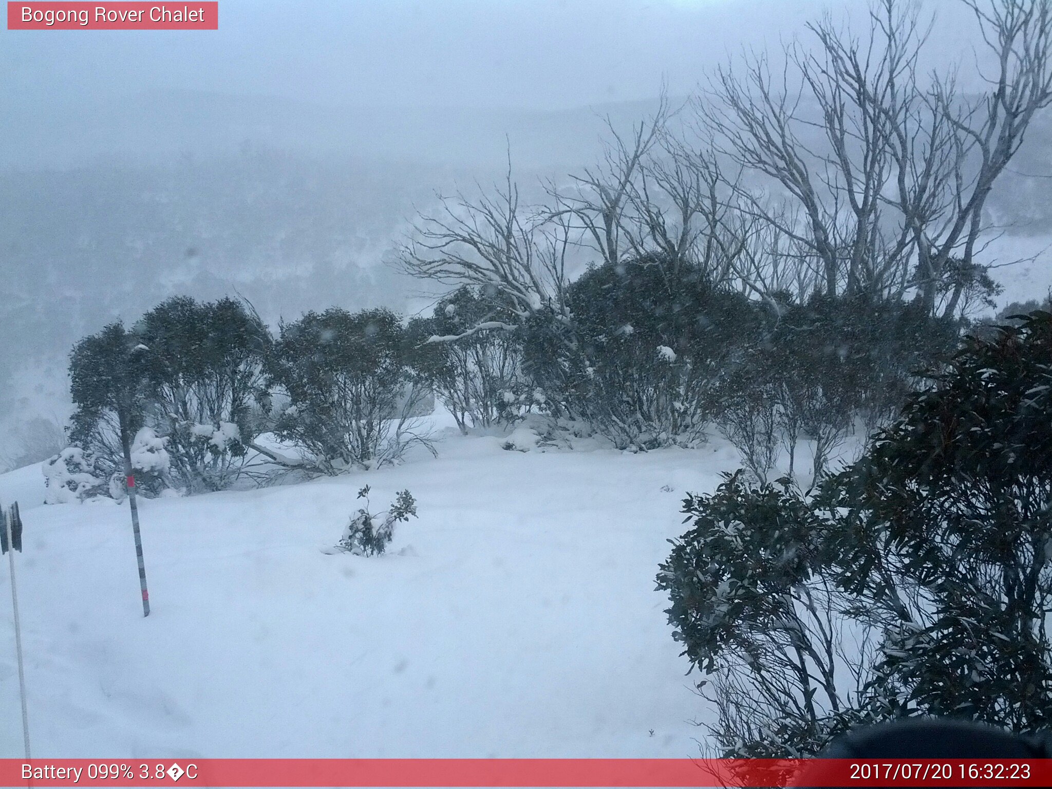 Bogong Web Cam 4:32pm Thursday 20th of July 2017