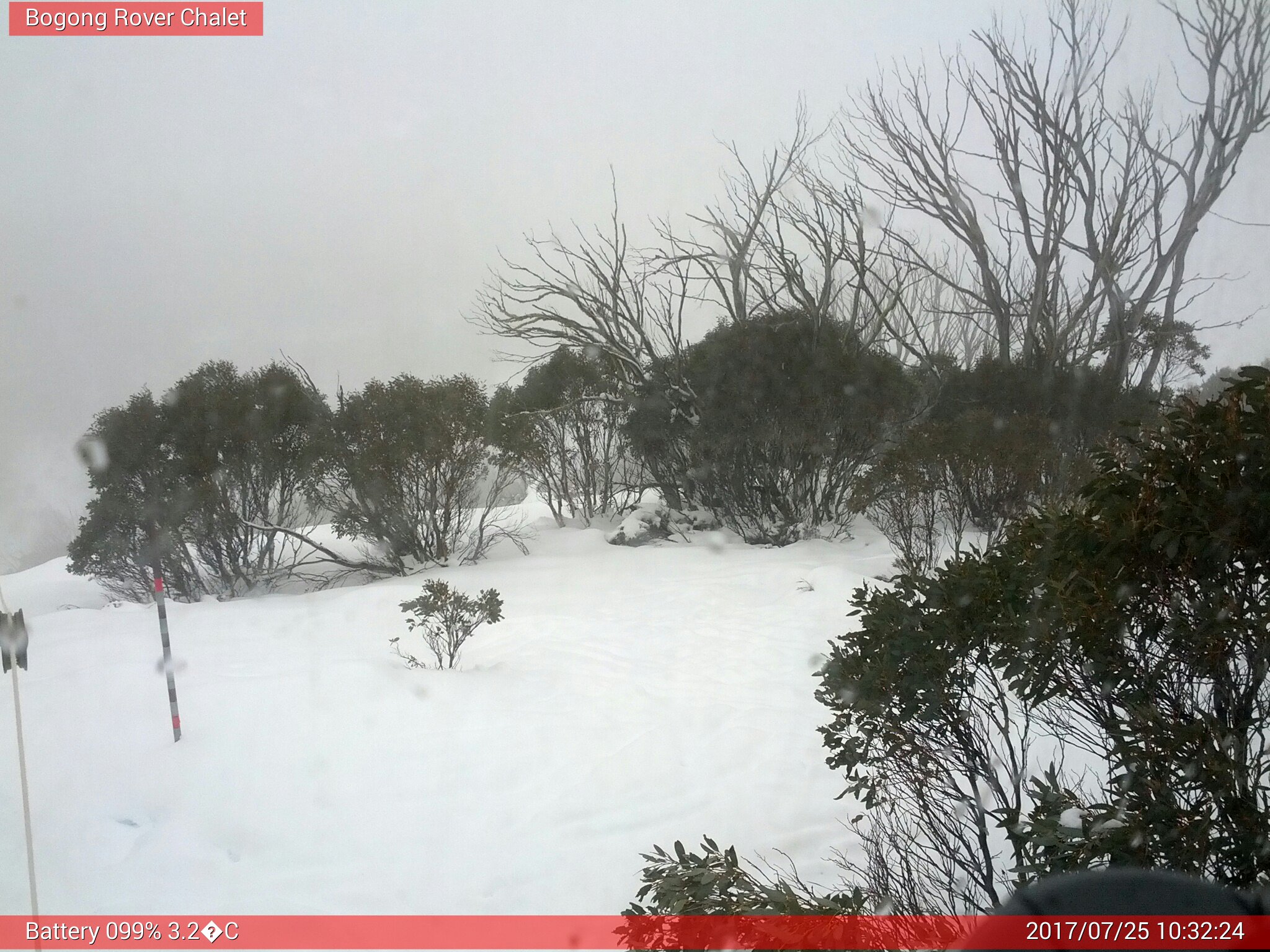 Bogong Web Cam 10:32am Tuesday 25th of July 2017