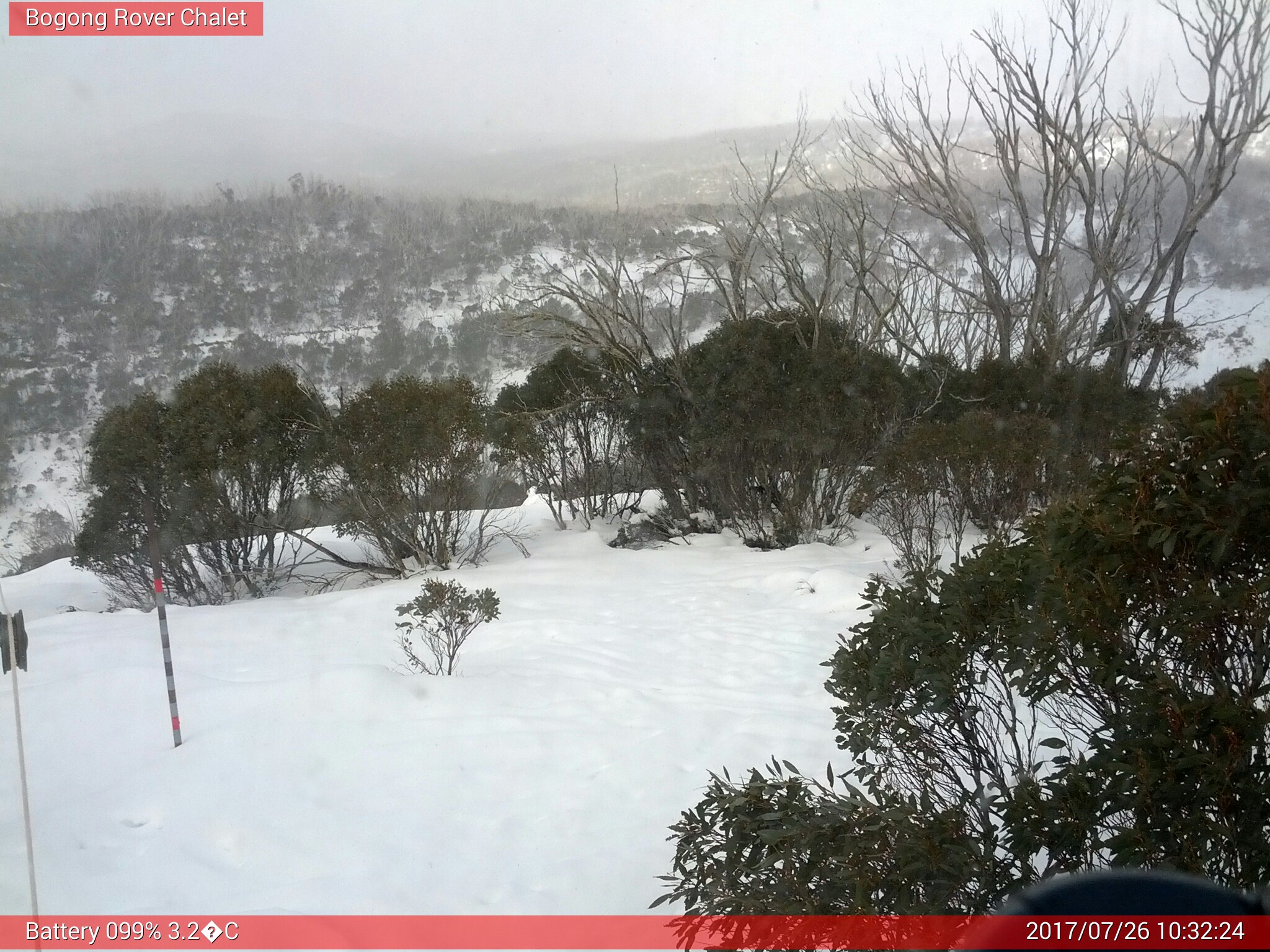 Bogong Web Cam 10:32am Wednesday 26th of July 2017