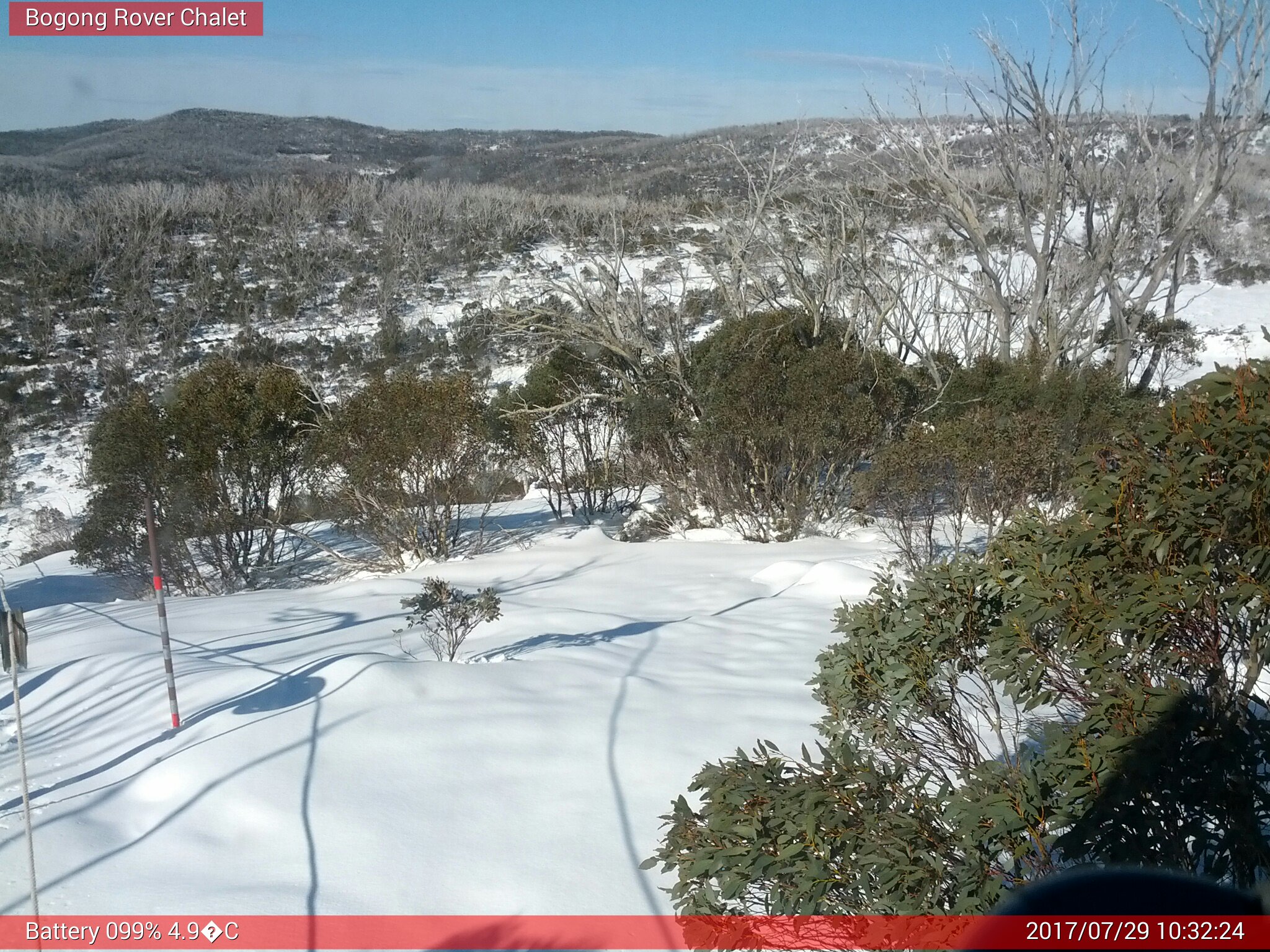 Bogong Web Cam 10:32am Saturday 29th of July 2017