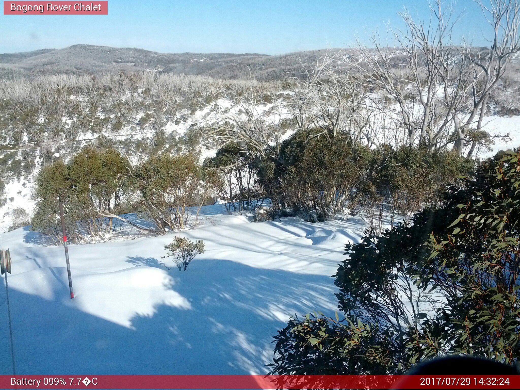 Bogong Web Cam 2:32pm Saturday 29th of July 2017