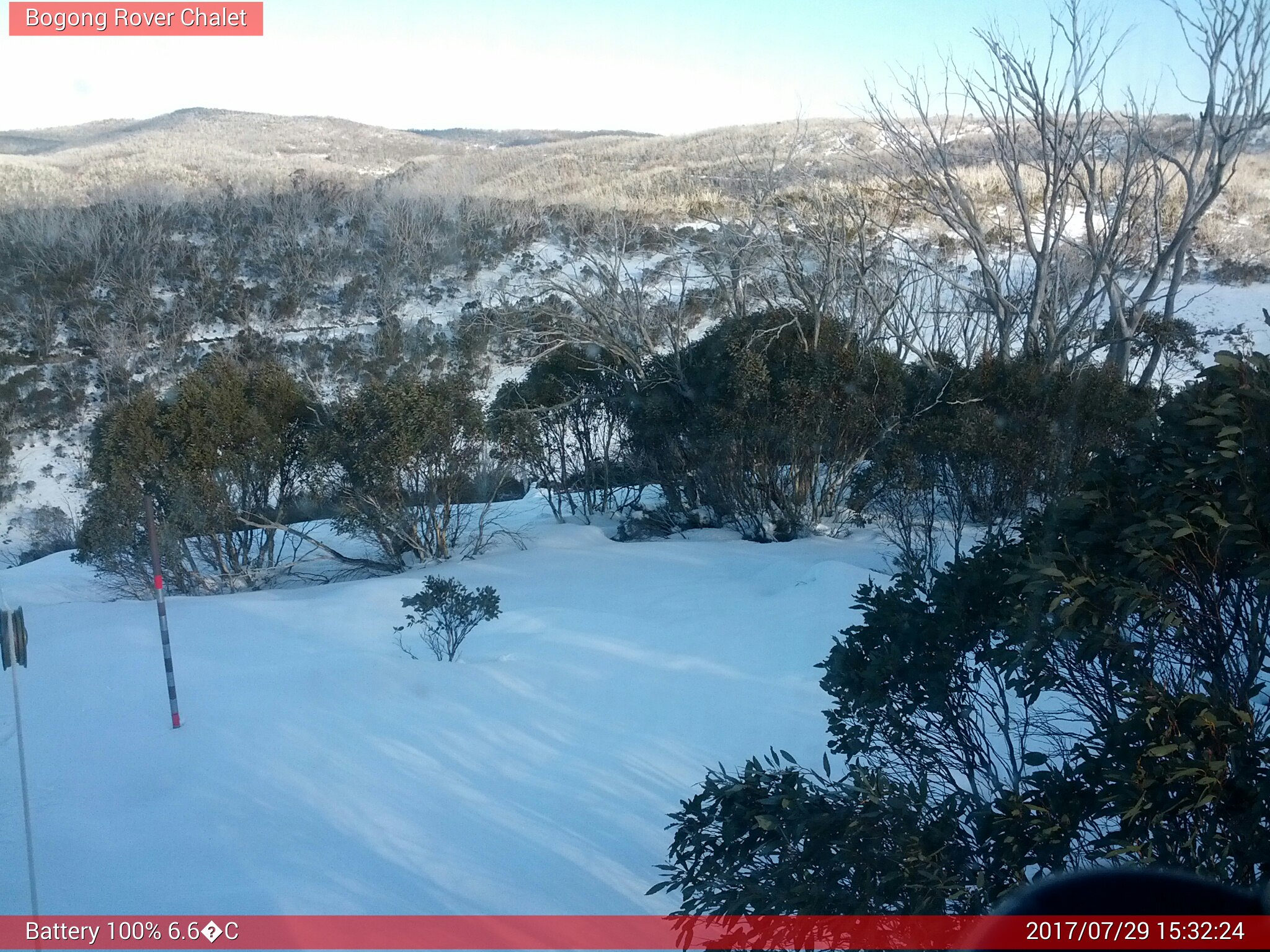 Bogong Web Cam 3:32pm Saturday 29th of July 2017