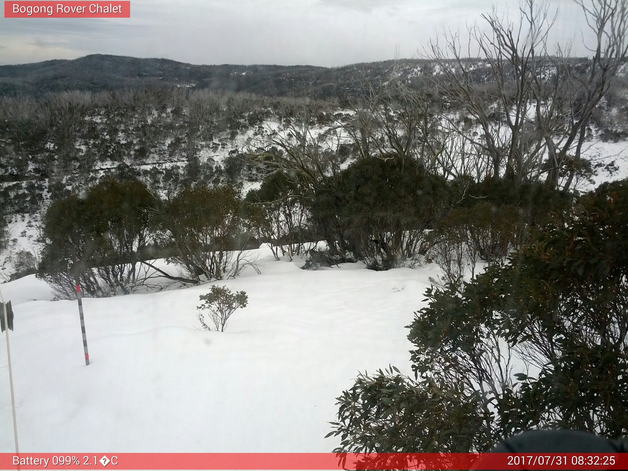 Bogong Web Cam 8:32am Monday 31st of July 2017