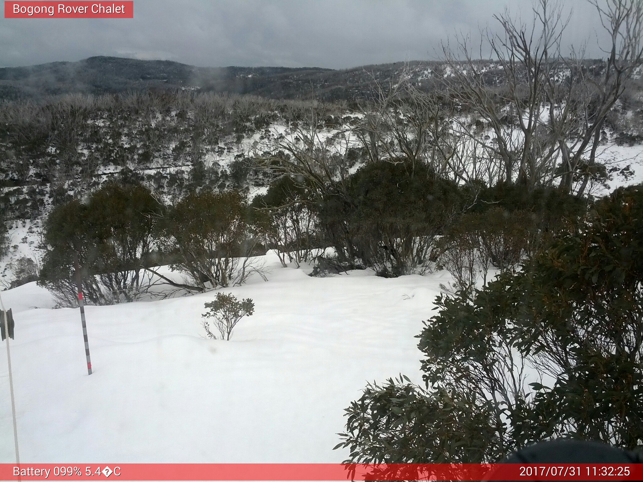 Bogong Web Cam 11:32am Monday 31st of July 2017