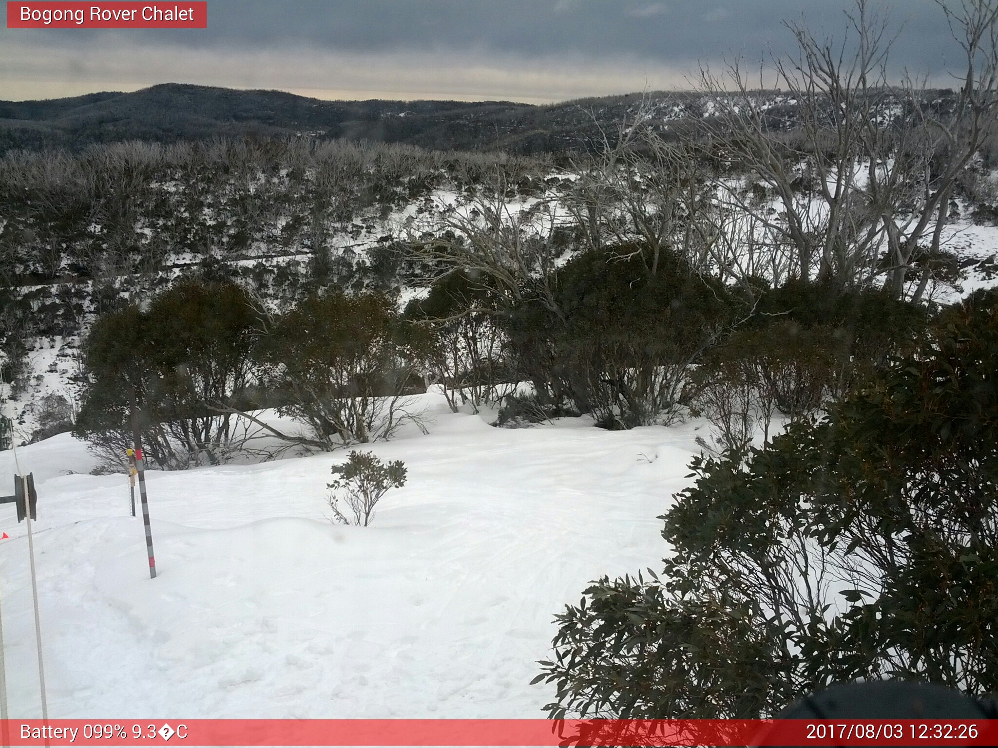 Bogong Web Cam 12:32pm Thursday 3rd of August 2017