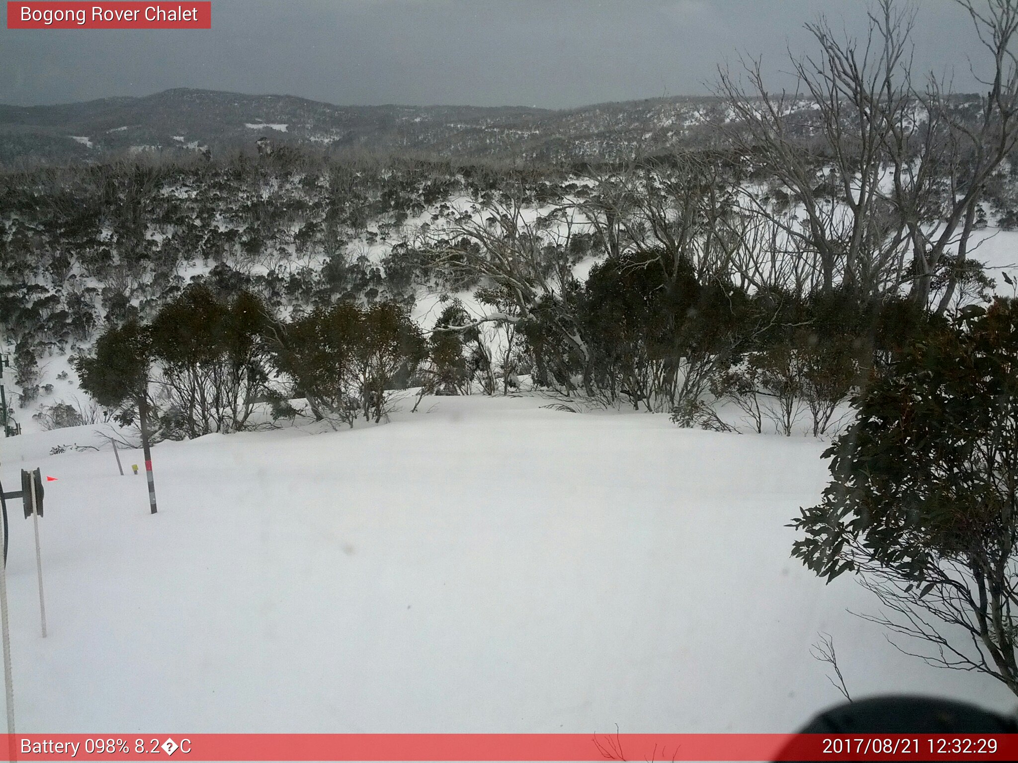 Bogong Web Cam 12:32pm Monday 21st of August 2017