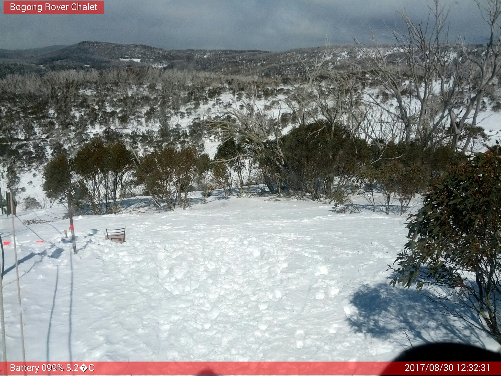 Bogong Web Cam 12:32pm Wednesday 30th of August 2017