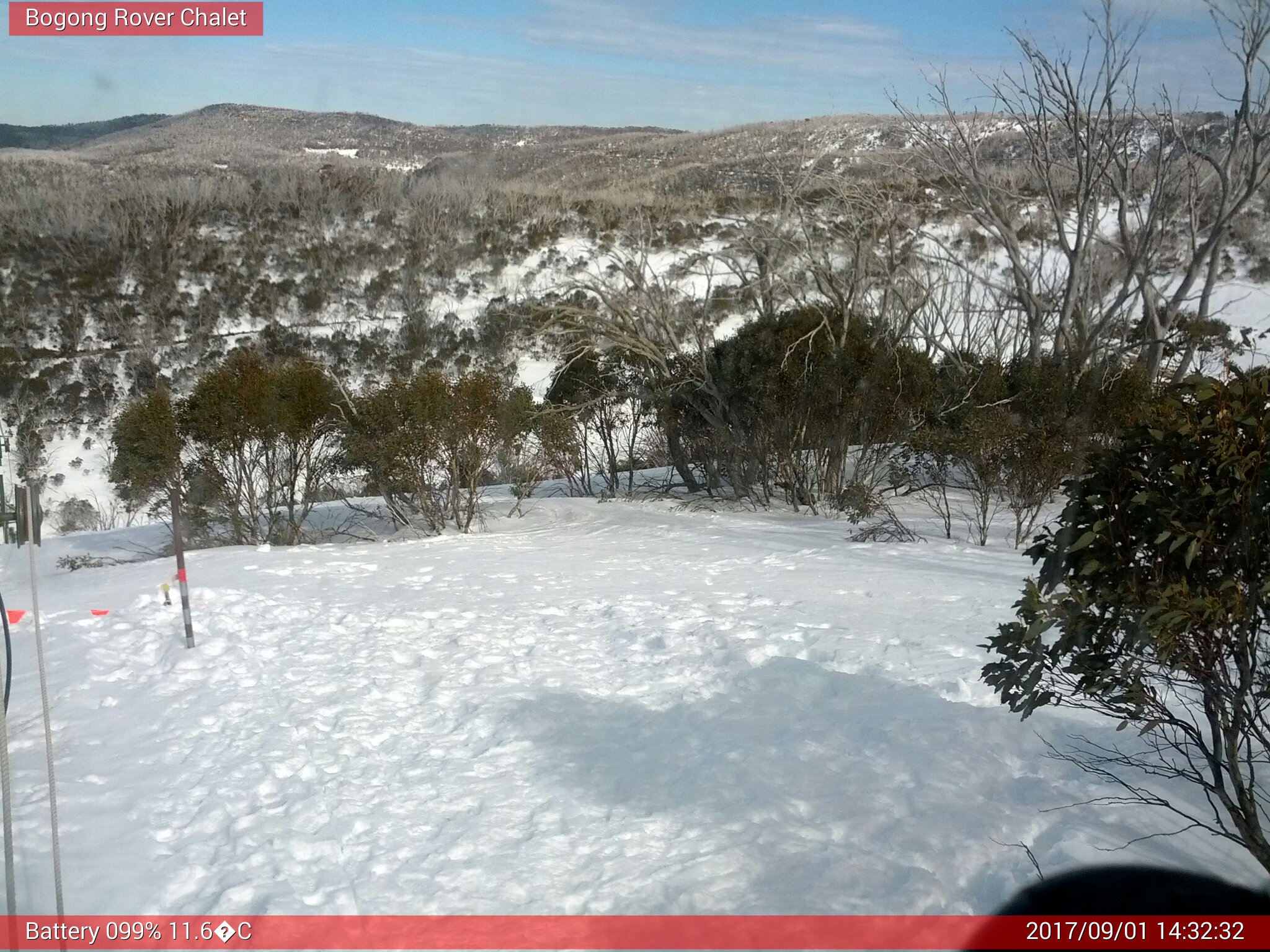 Bogong Web Cam 2:32pm Friday 1st of September 2017