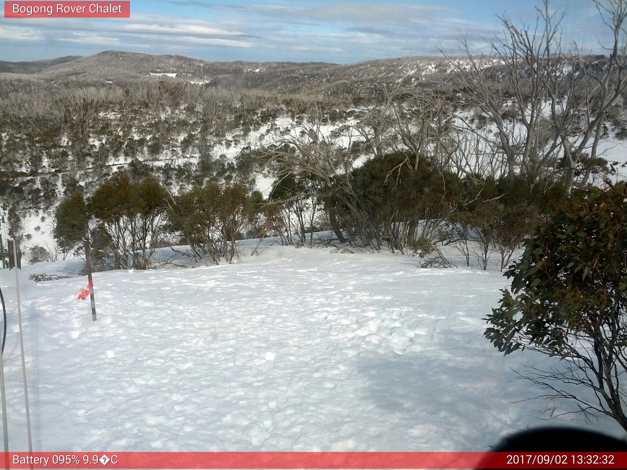 Bogong Web Cam 1:32pm Saturday 2nd of September 2017