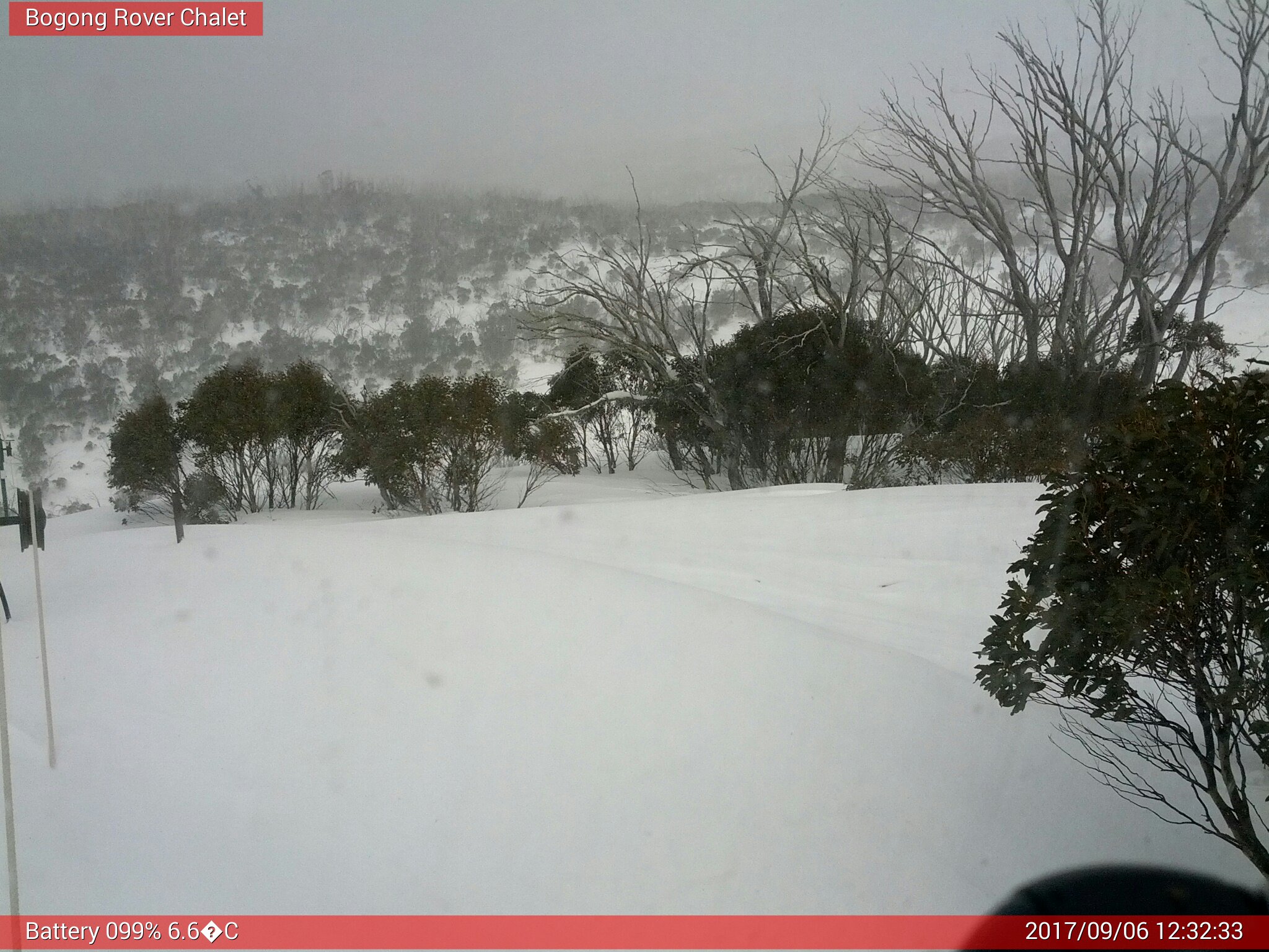 Bogong Web Cam 12:32pm Wednesday 6th of September 2017