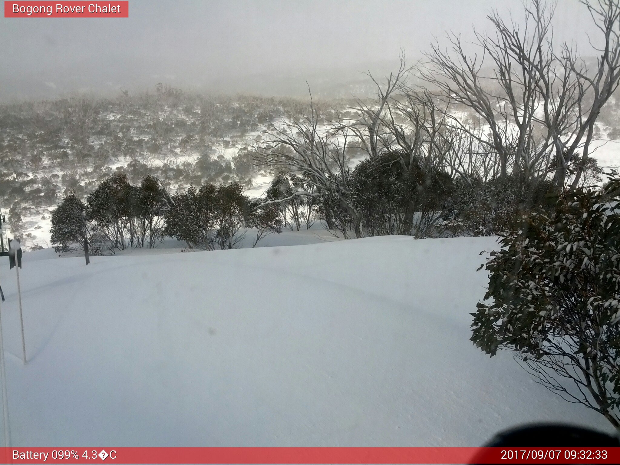 Bogong Web Cam 9:32am Thursday 7th of September 2017