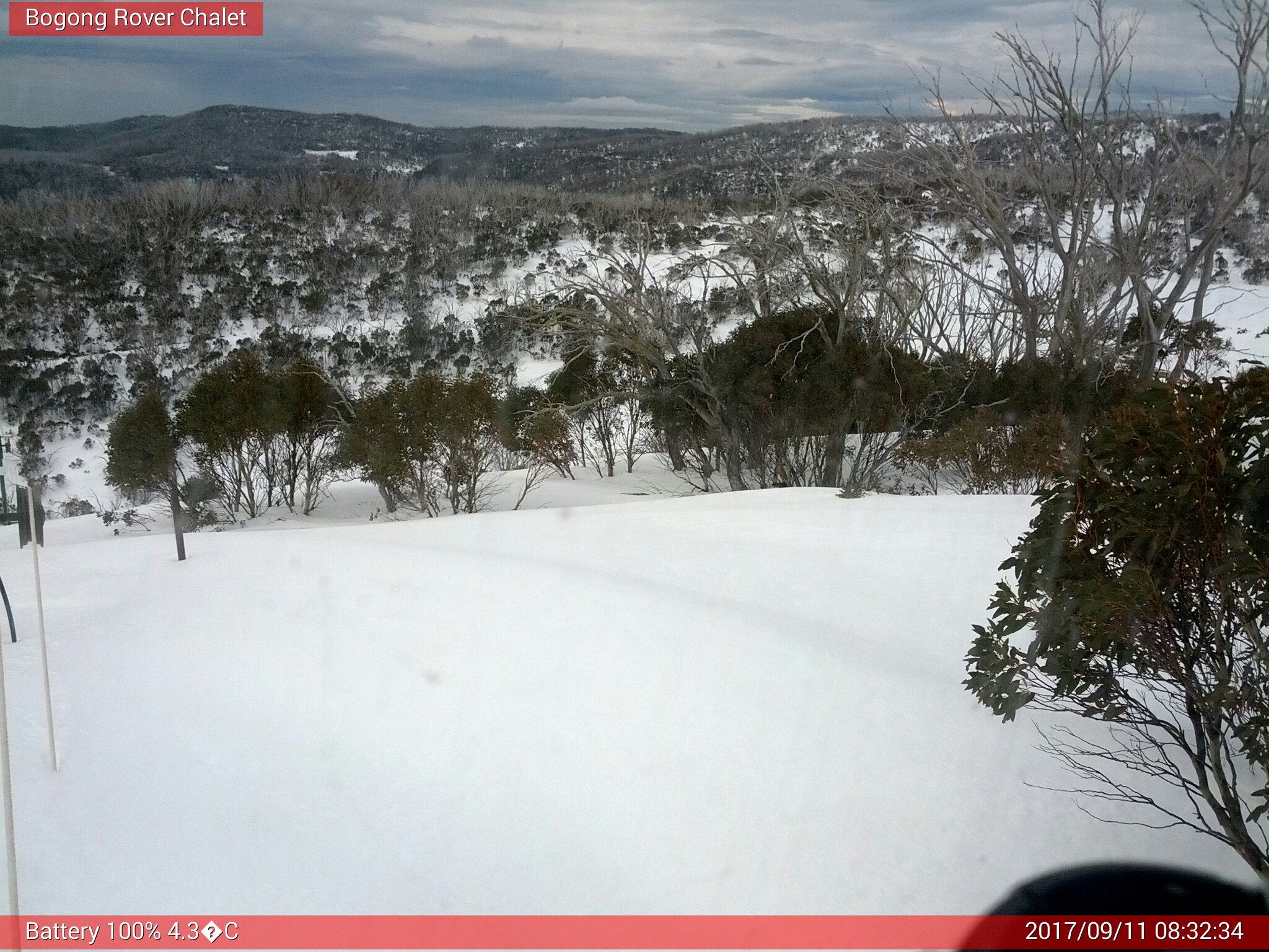 Bogong Web Cam 8:32am Monday 11th of September 2017