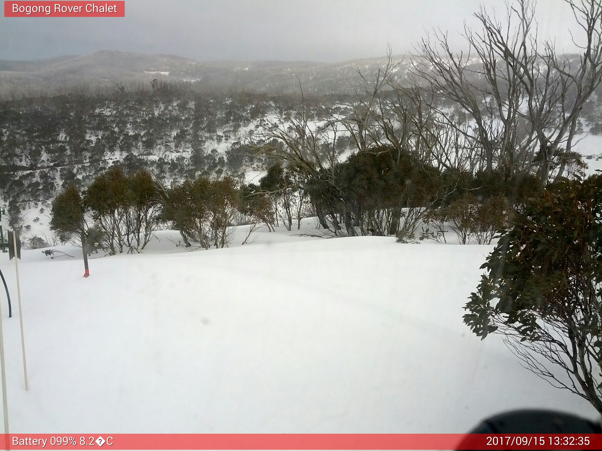 Bogong Web Cam 1:32pm Friday 15th of September 2017