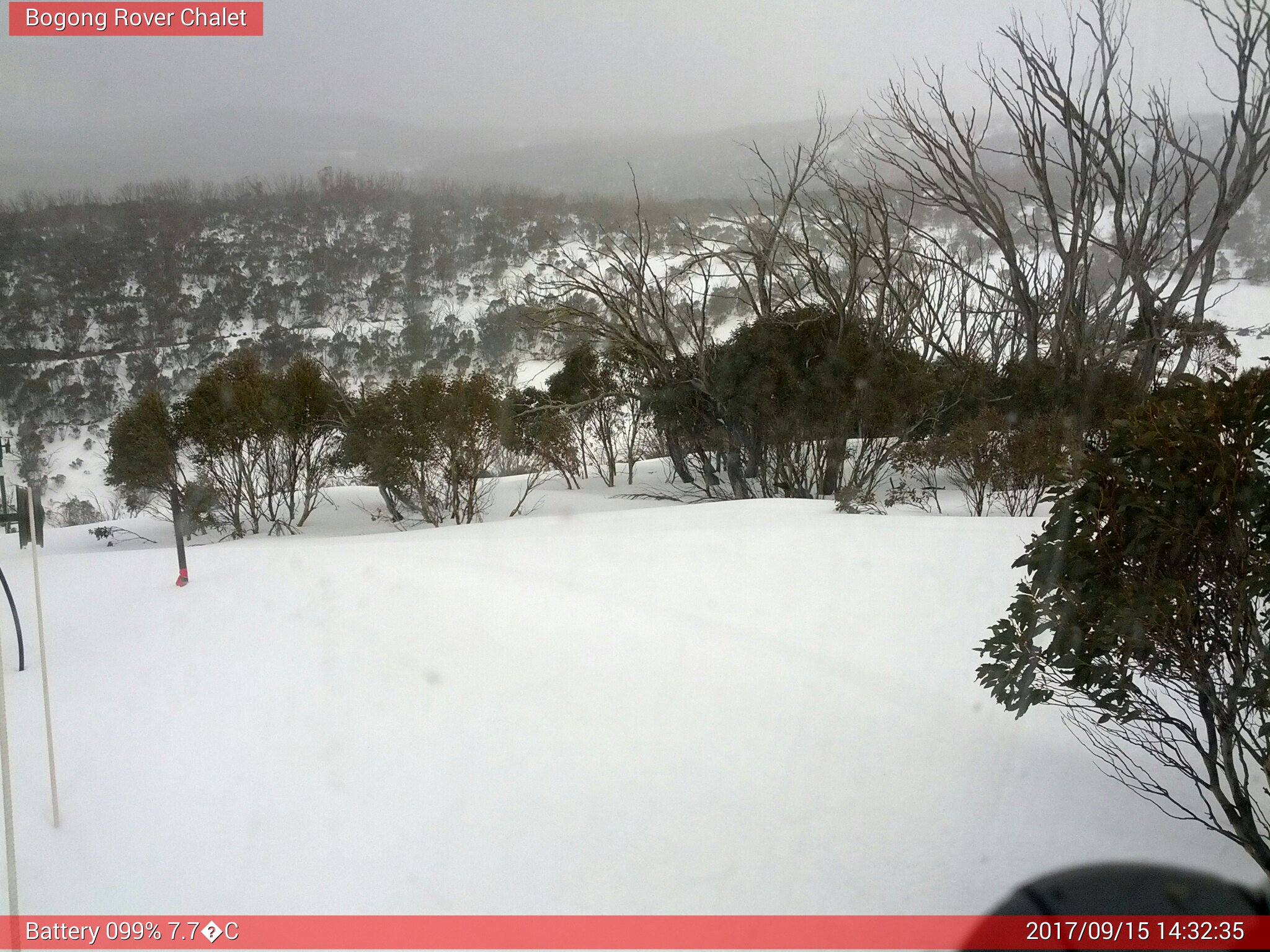 Bogong Web Cam 2:32pm Friday 15th of September 2017