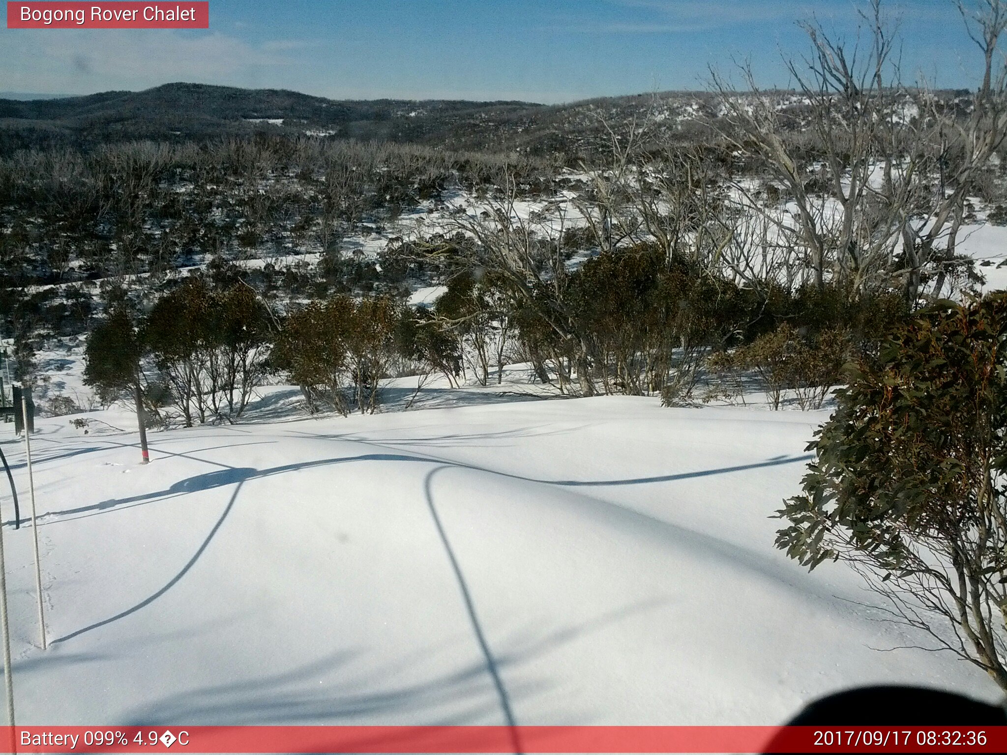 Bogong Web Cam 8:32am Sunday 17th of September 2017