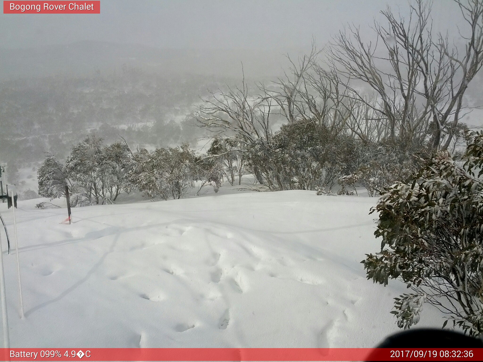 Bogong Web Cam 8:32am Tuesday 19th of September 2017