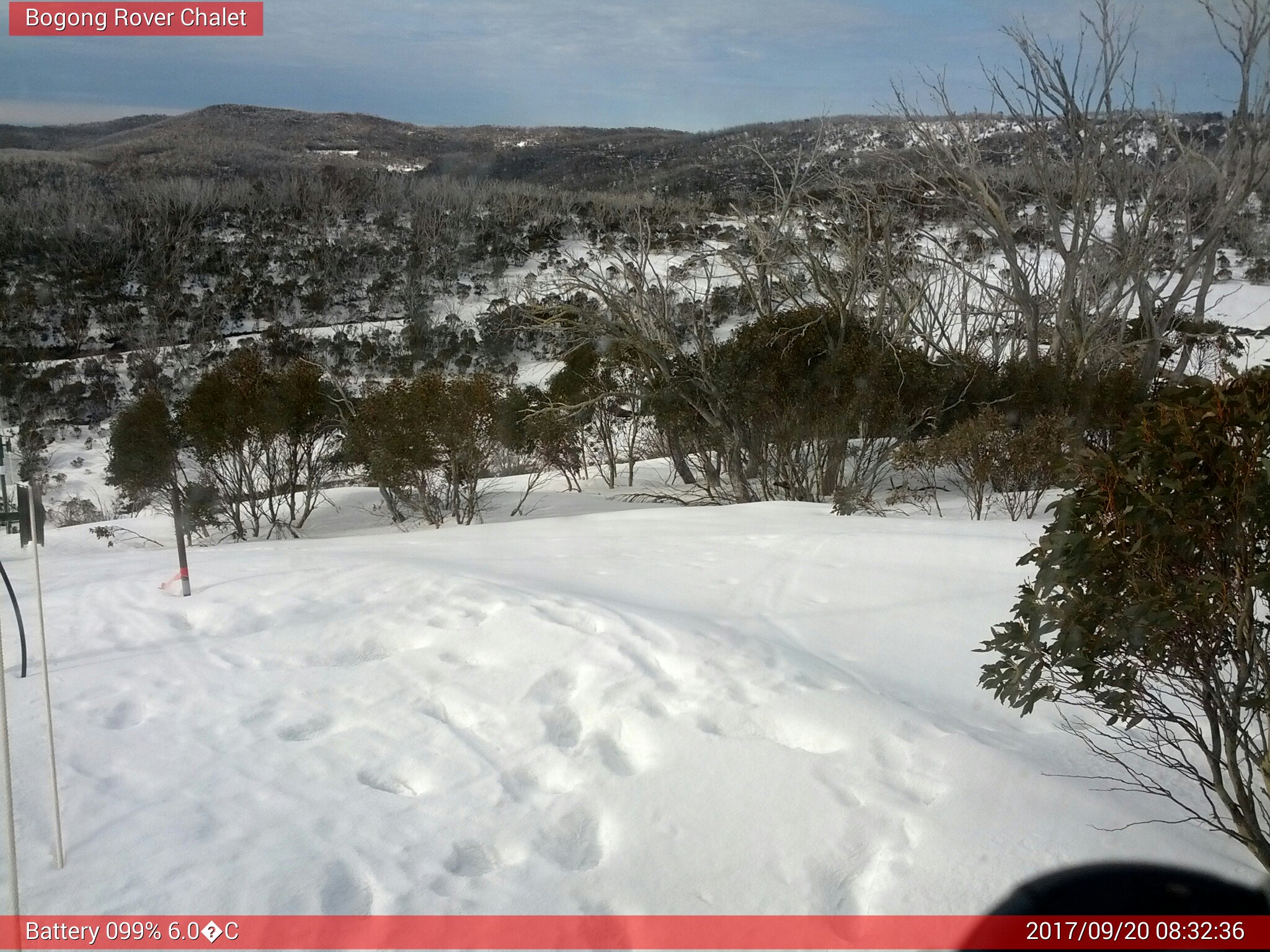 Bogong Web Cam 8:32am Wednesday 20th of September 2017