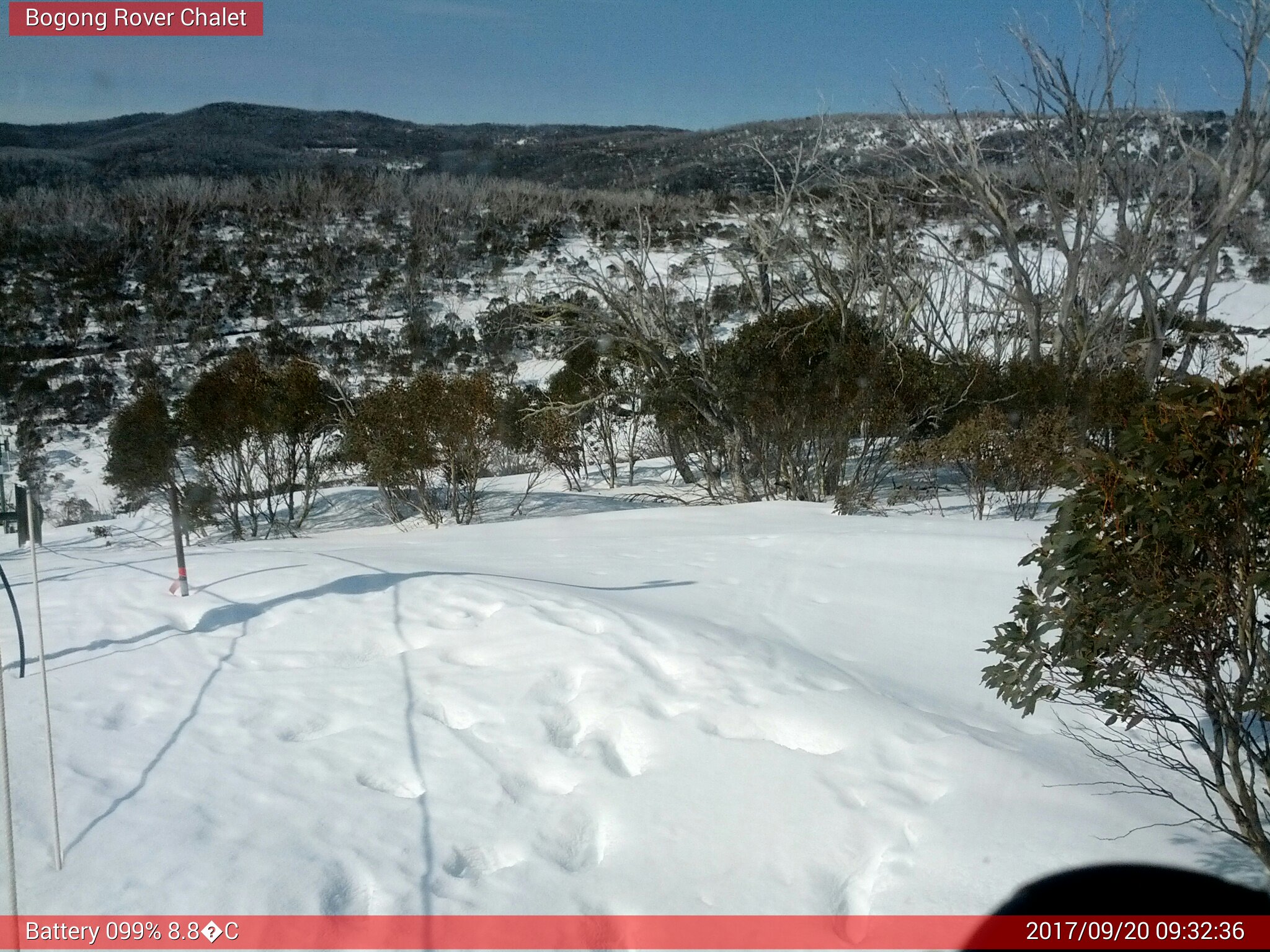 Bogong Web Cam 9:32am Wednesday 20th of September 2017