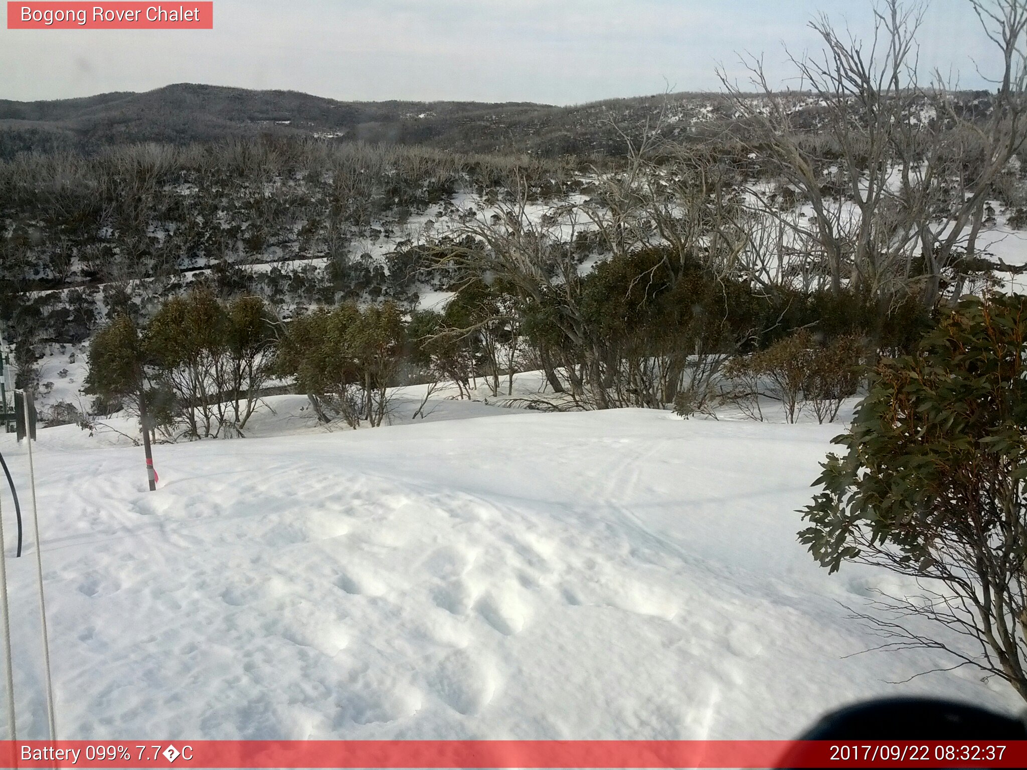 Bogong Web Cam 8:32am Friday 22nd of September 2017