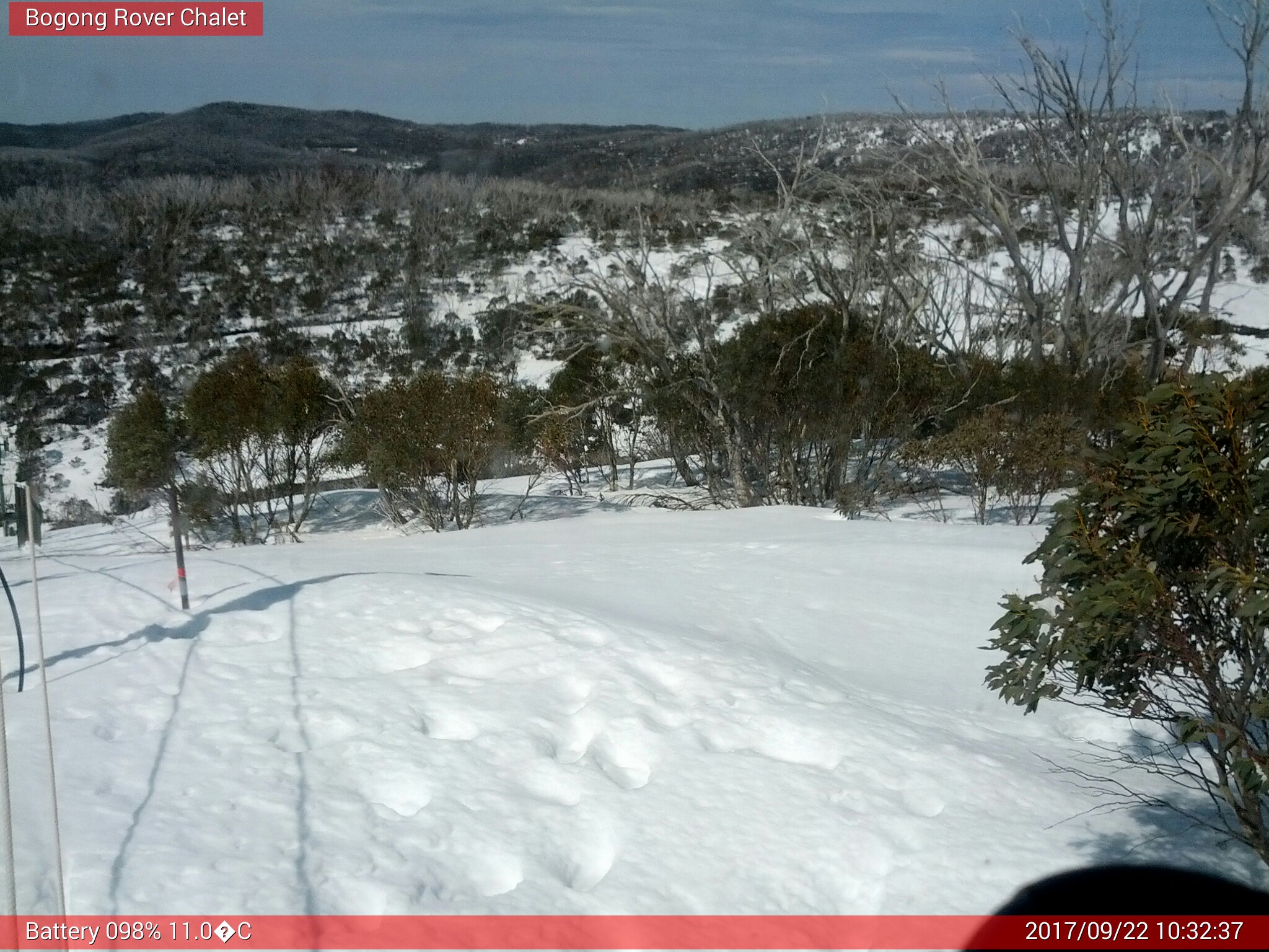 Bogong Web Cam 10:32am Friday 22nd of September 2017