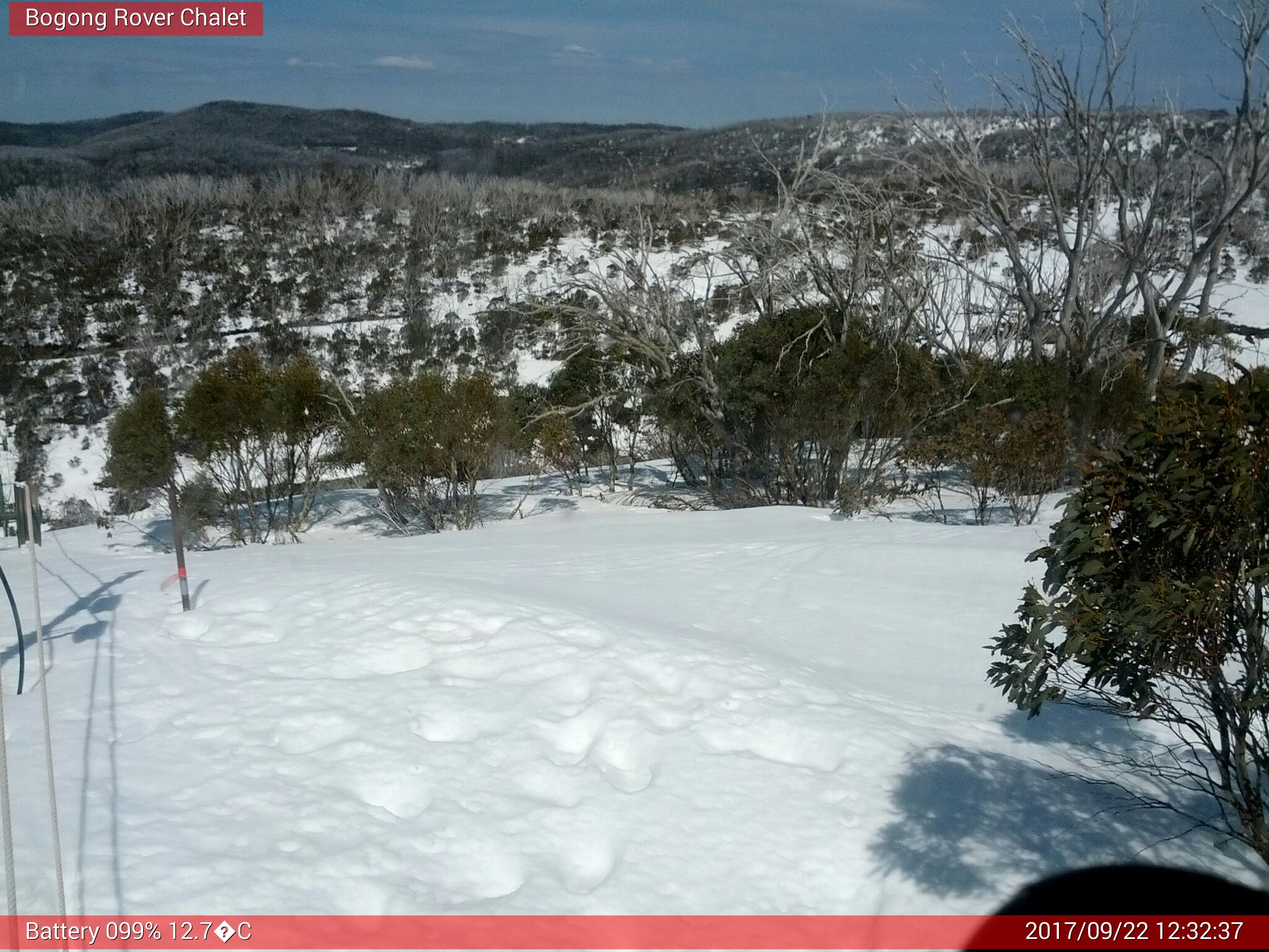 Bogong Web Cam 12:32pm Friday 22nd of September 2017