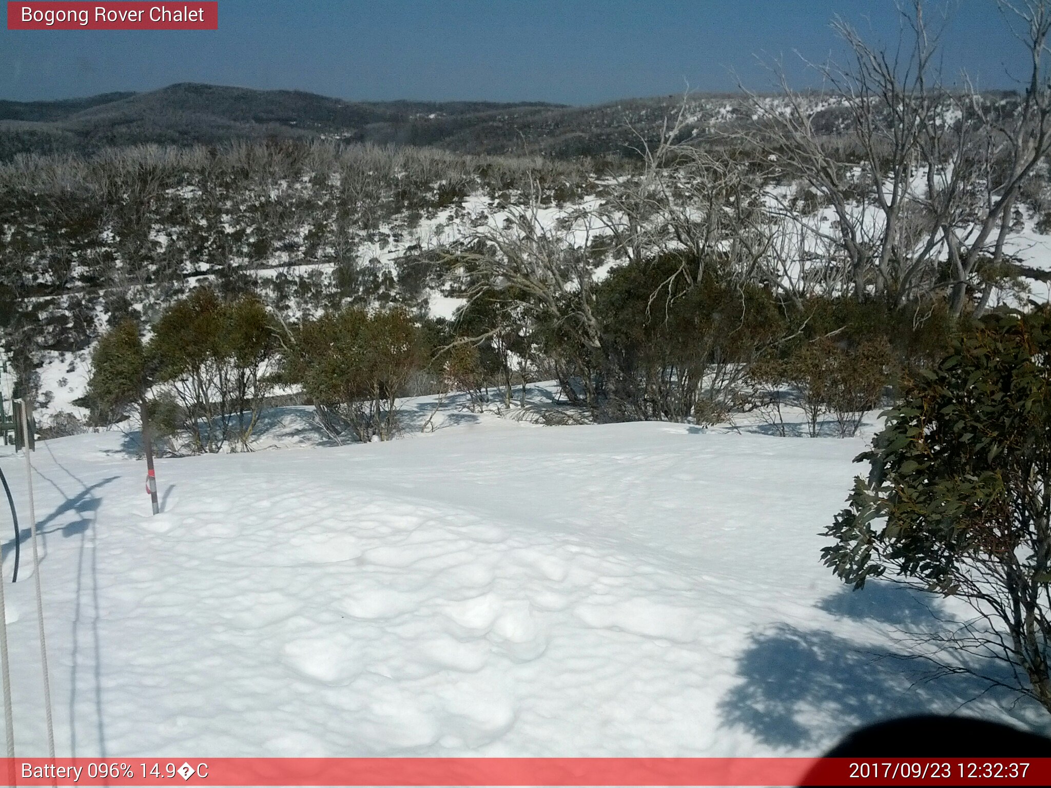 Bogong Web Cam 12:32pm Saturday 23rd of September 2017