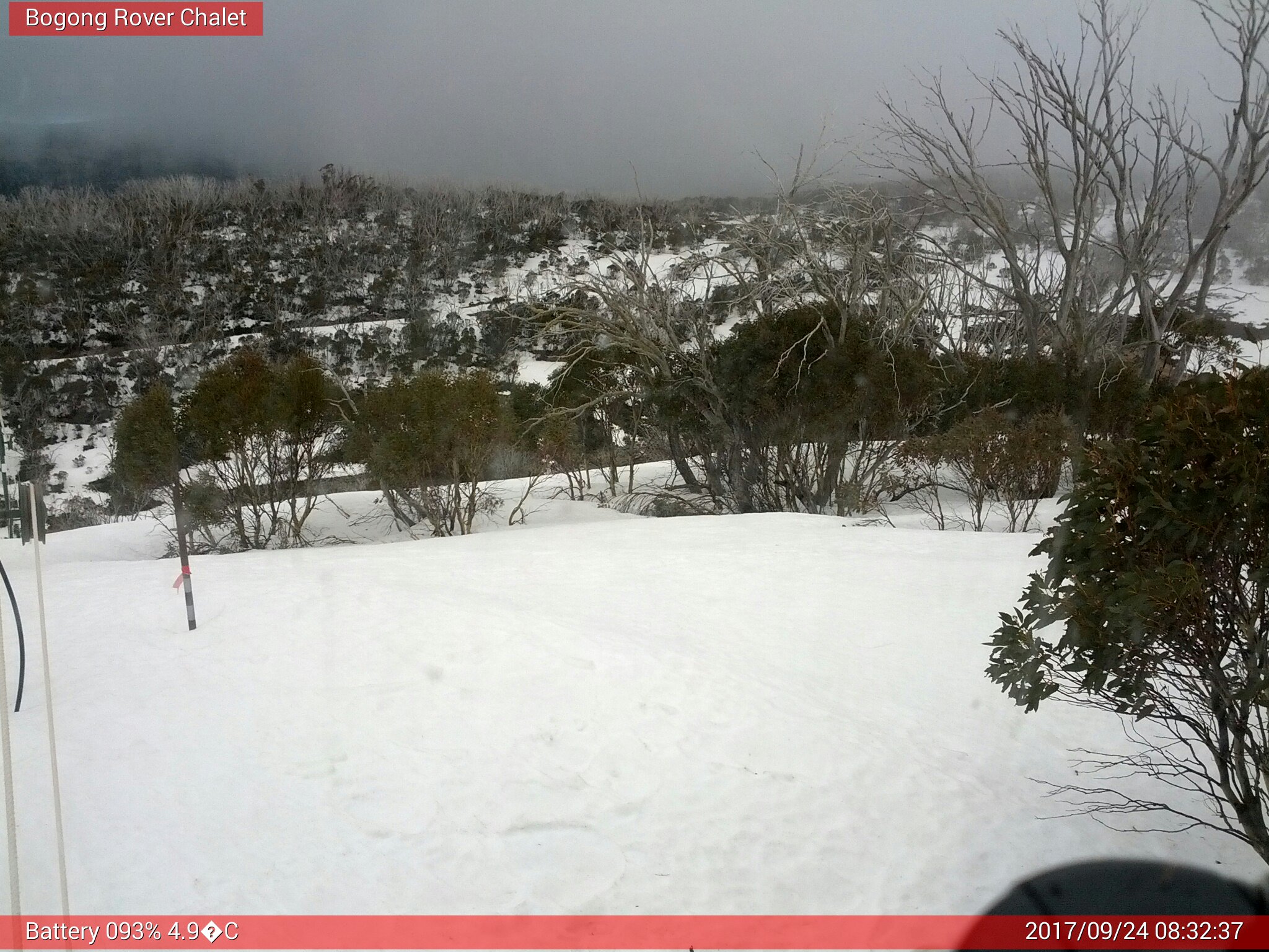 Bogong Web Cam 8:32am Sunday 24th of September 2017