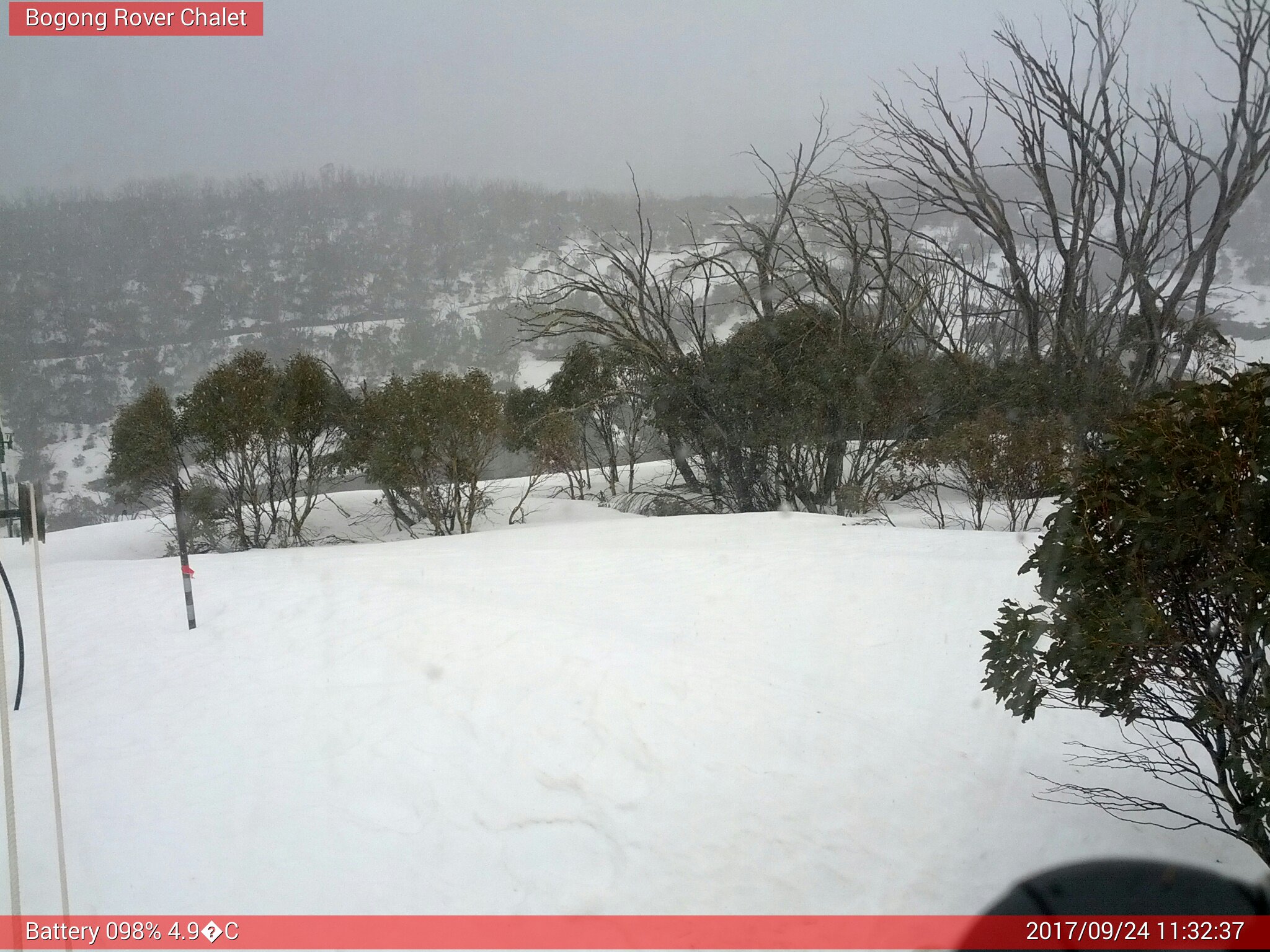 Bogong Web Cam 11:32am Sunday 24th of September 2017