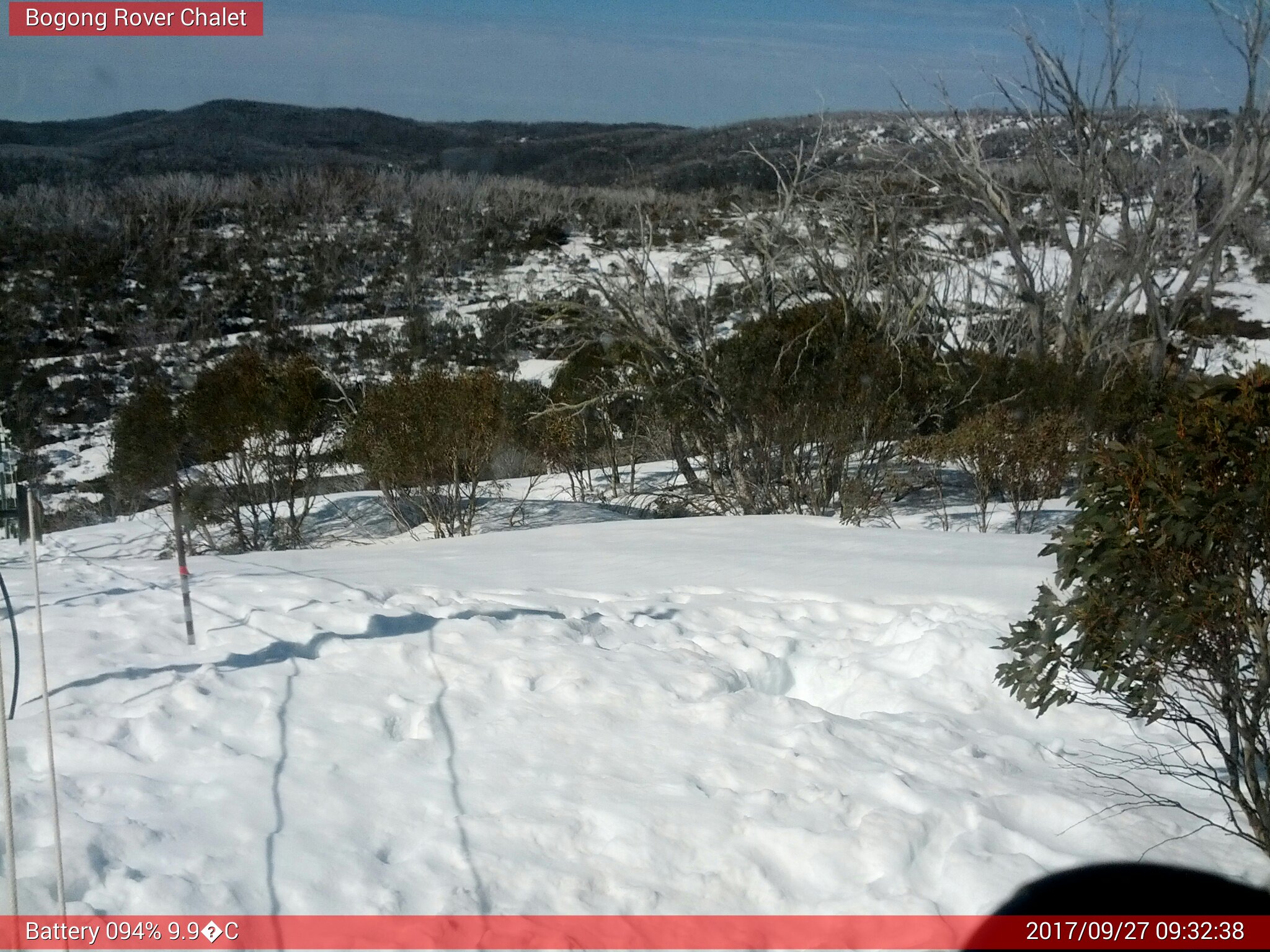 Bogong Web Cam 9:32am Wednesday 27th of September 2017