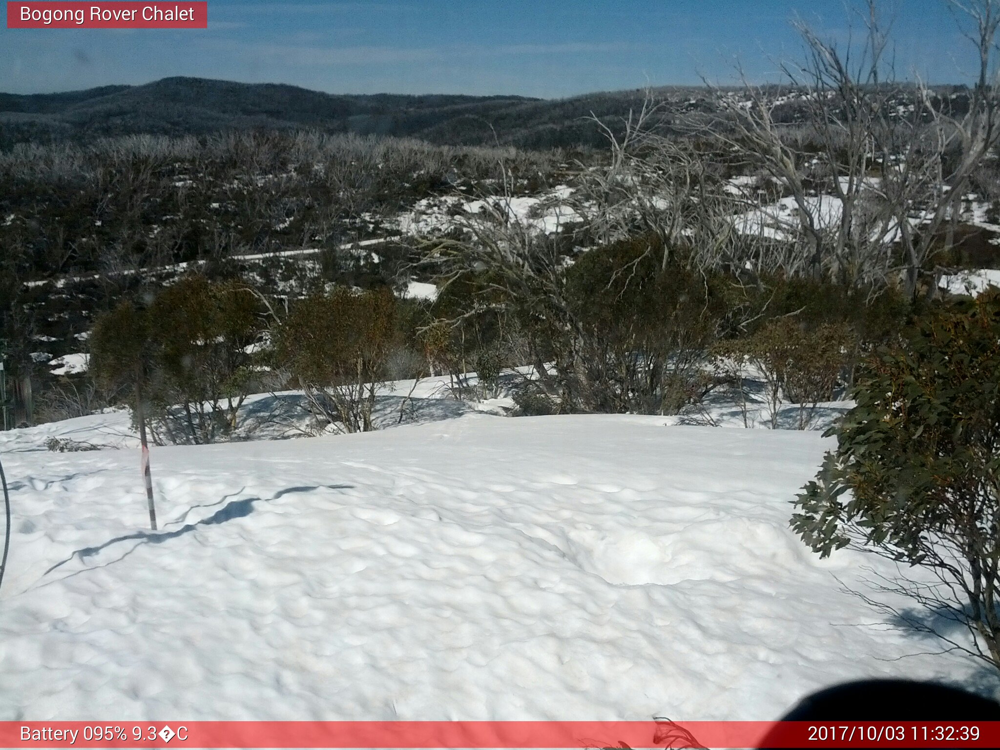 Bogong Web Cam 11:32am Tuesday 3rd of October 2017