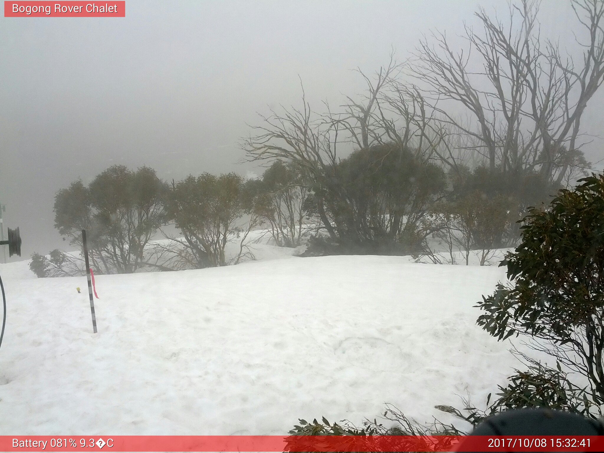 Bogong Web Cam 3:32pm Sunday 8th of October 2017