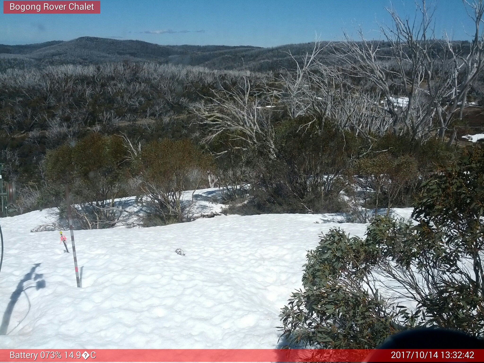 Bogong Web Cam 1:32pm Saturday 14th of October 2017