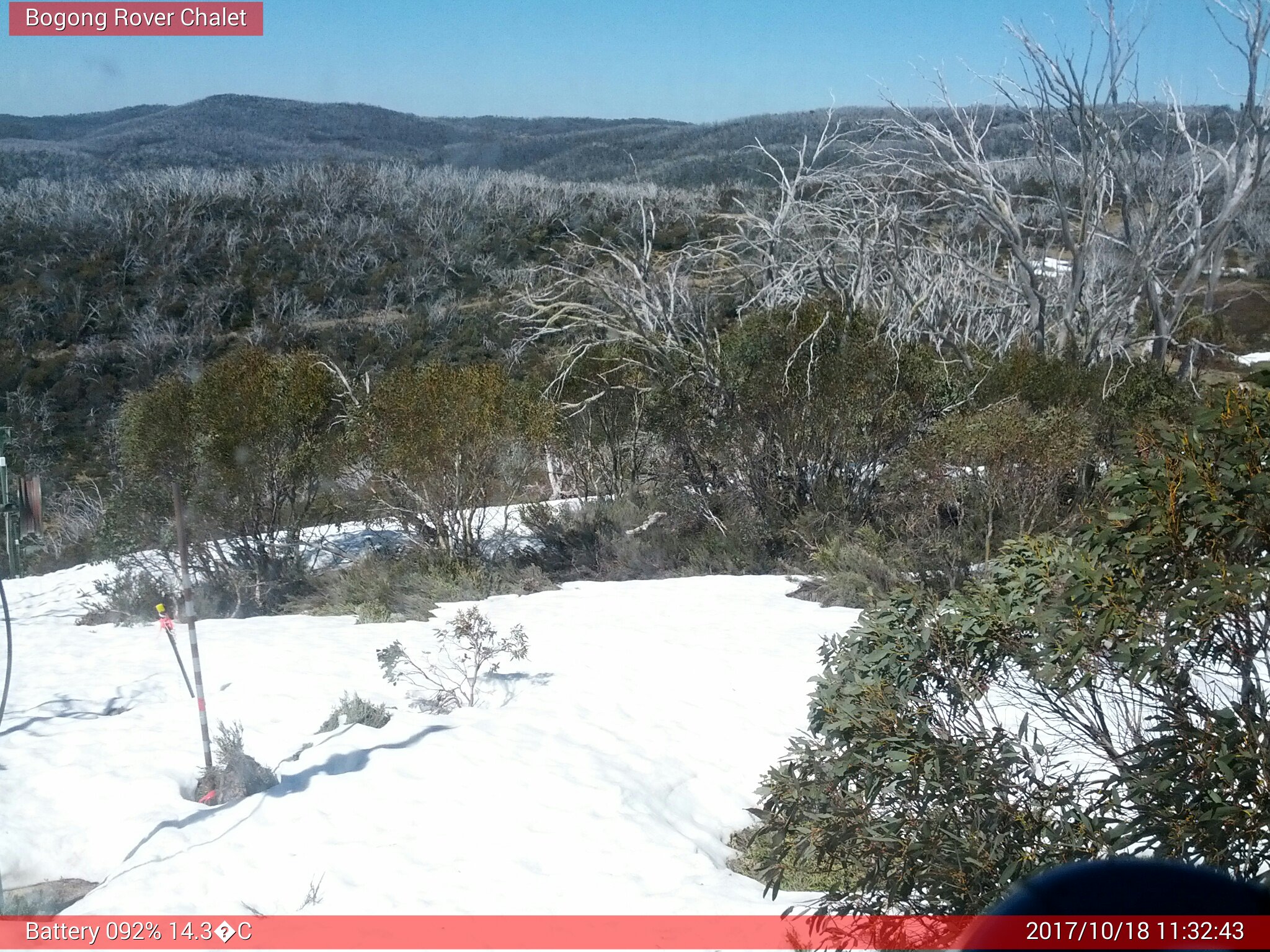 Bogong Web Cam 11:32am Wednesday 18th of October 2017