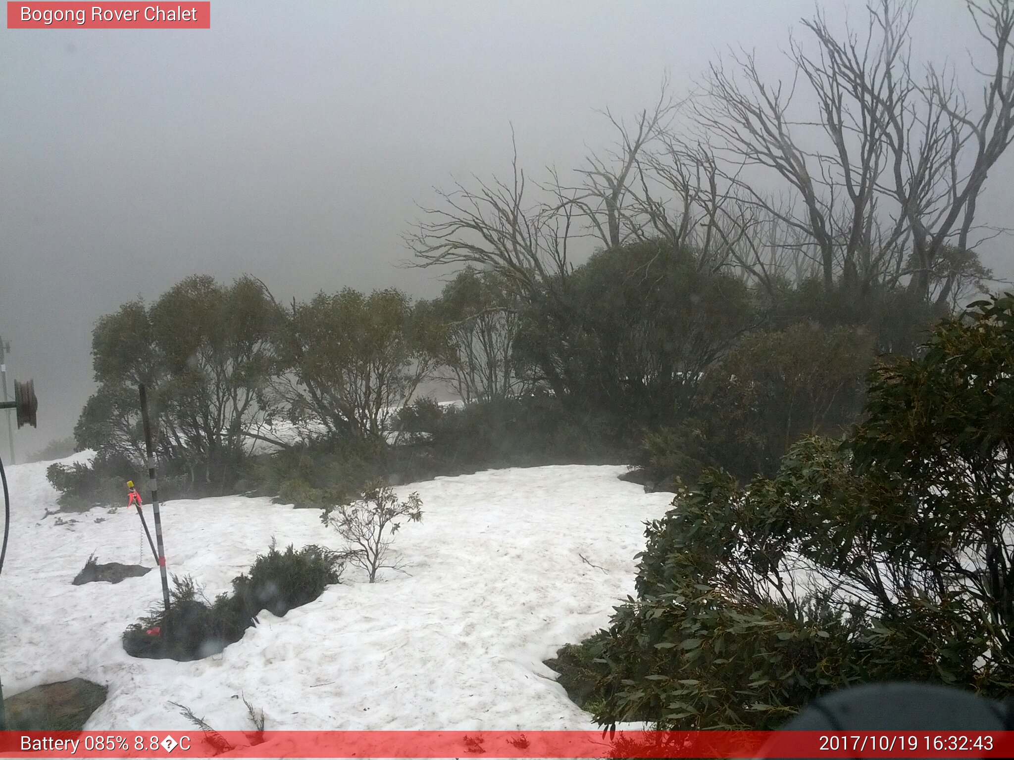 Bogong Web Cam 4:32pm Thursday 19th of October 2017