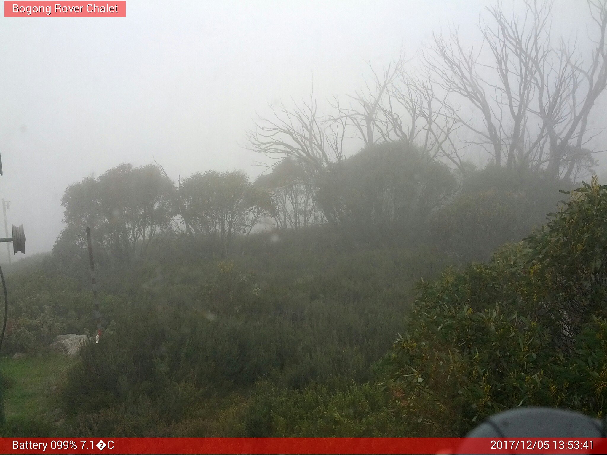 Bogong Web Cam 1:53pm Tuesday 5th of December 2017