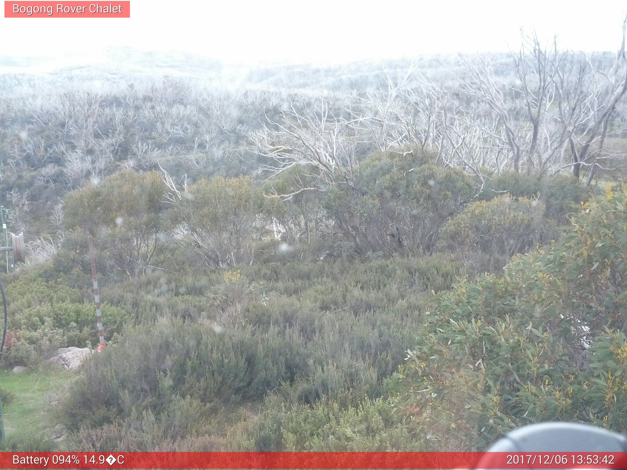 Bogong Web Cam 1:53pm Wednesday 6th of December 2017