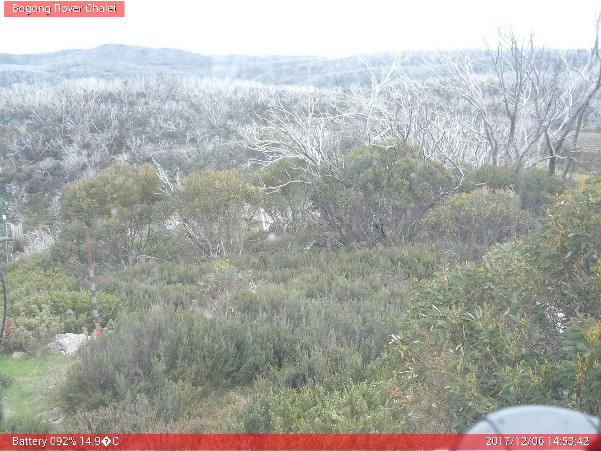 Bogong Web Cam 2:53pm Wednesday 6th of December 2017