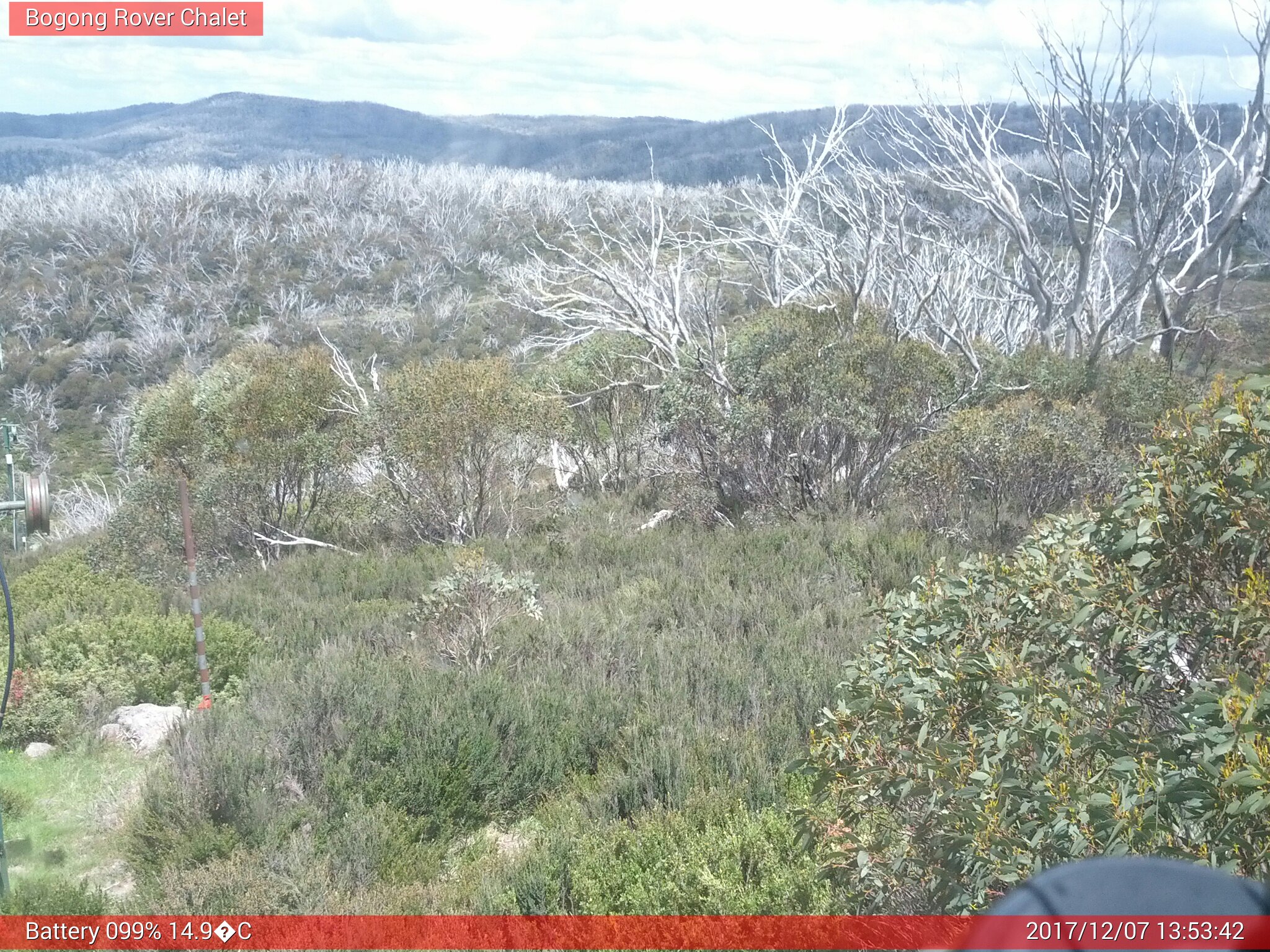 Bogong Web Cam 1:53pm Thursday 7th of December 2017