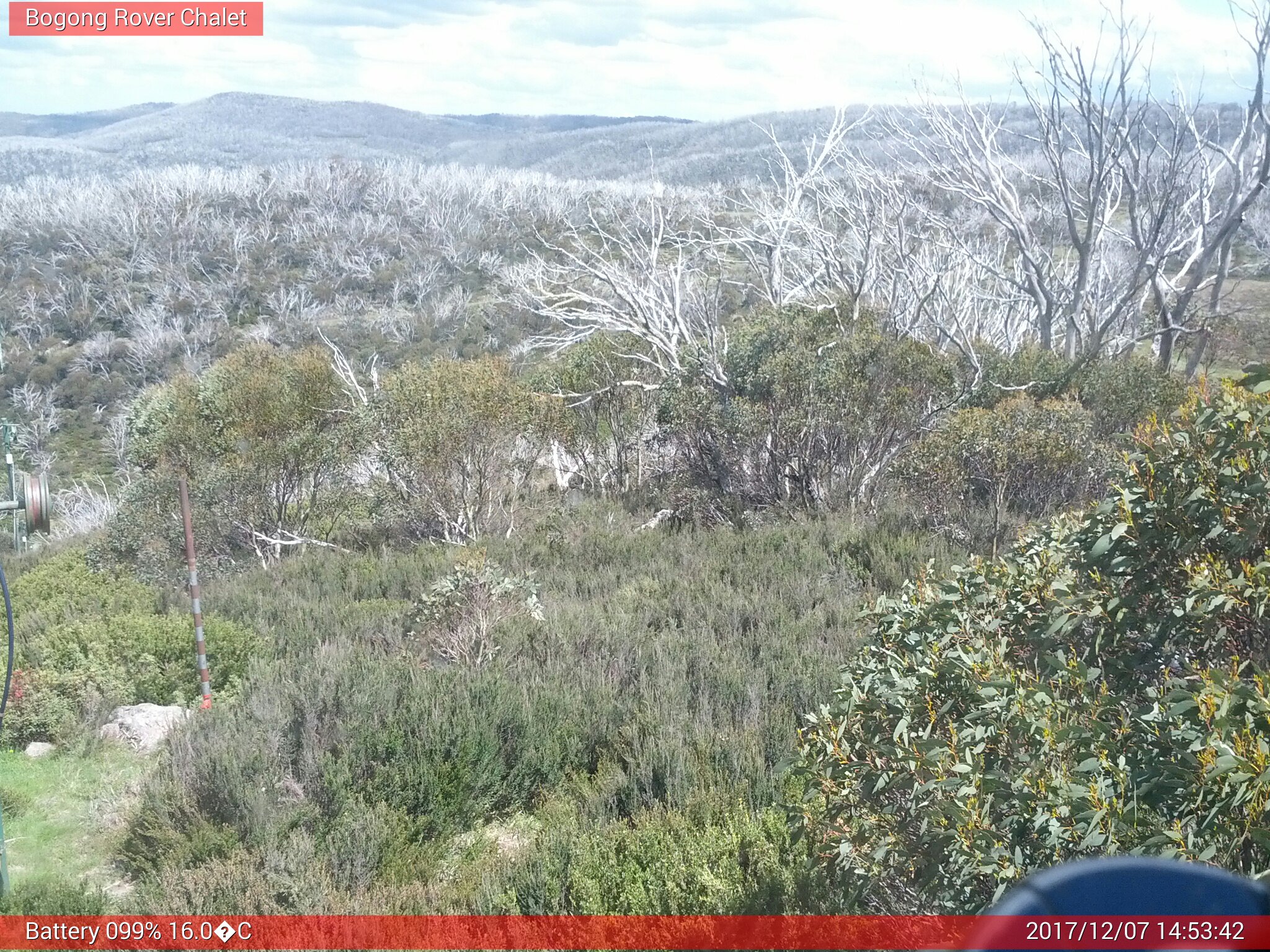 Bogong Web Cam 2:53pm Thursday 7th of December 2017