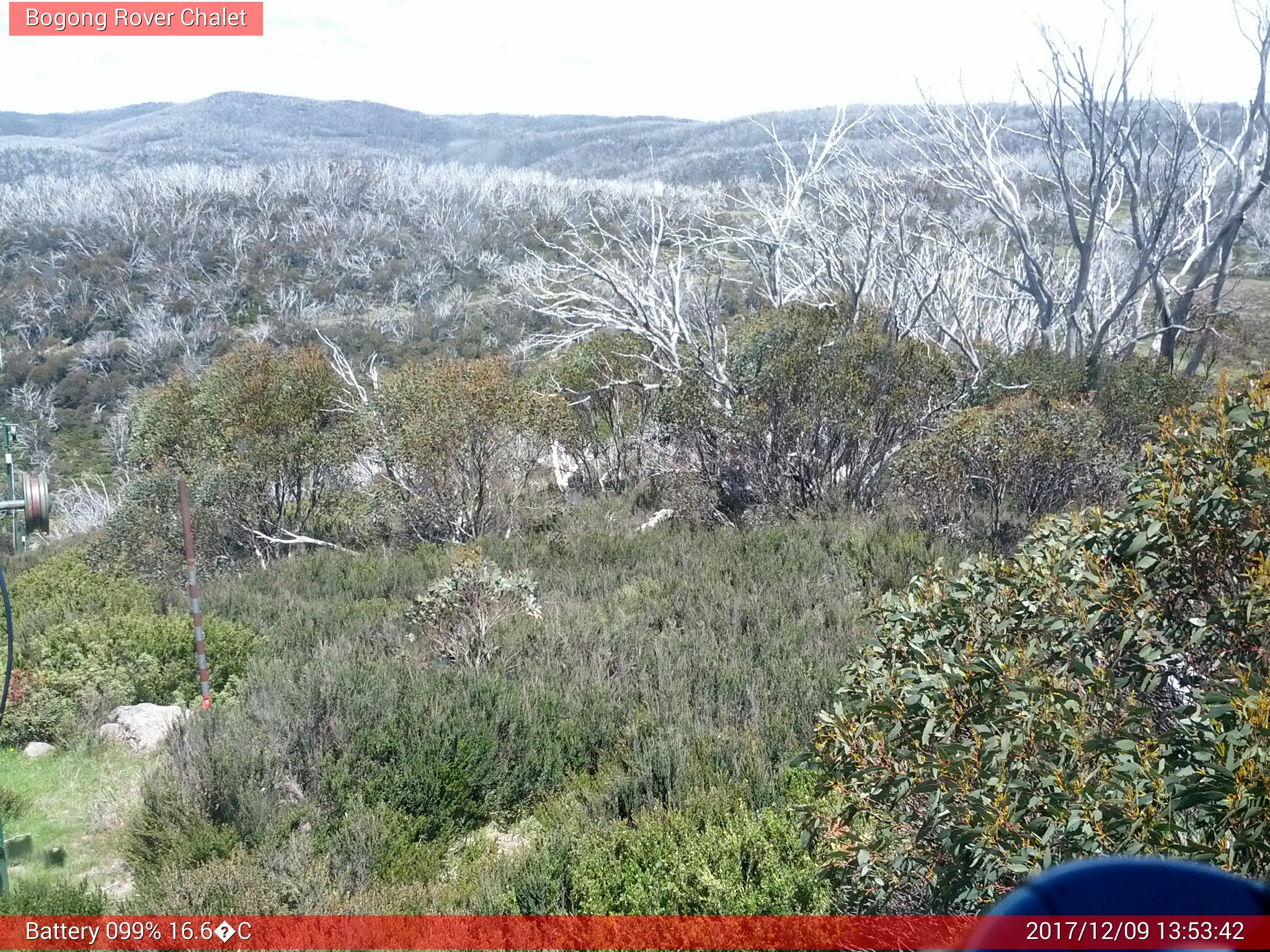 Bogong Web Cam 1:53pm Saturday 9th of December 2017