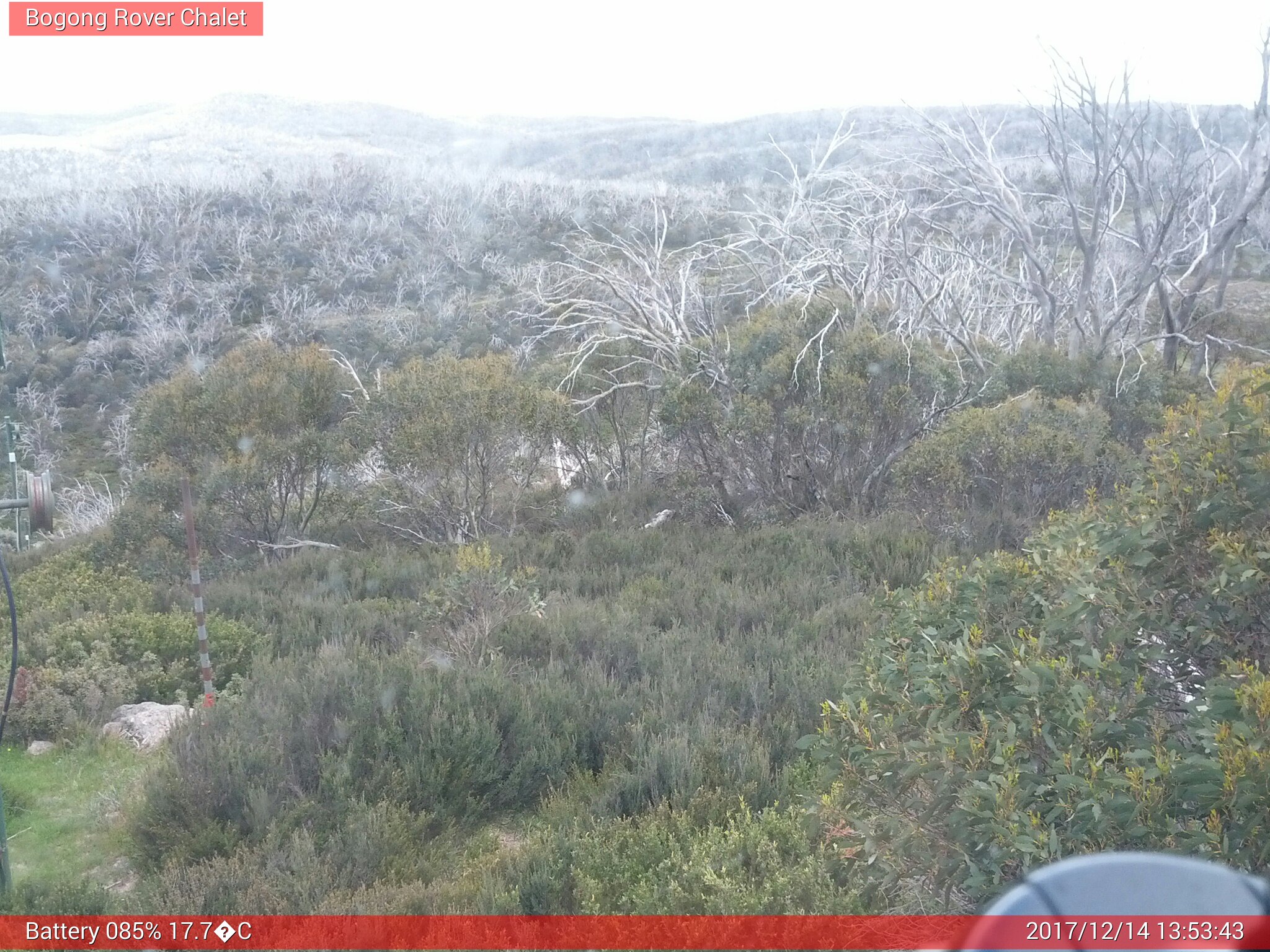 Bogong Web Cam 1:53pm Thursday 14th of December 2017