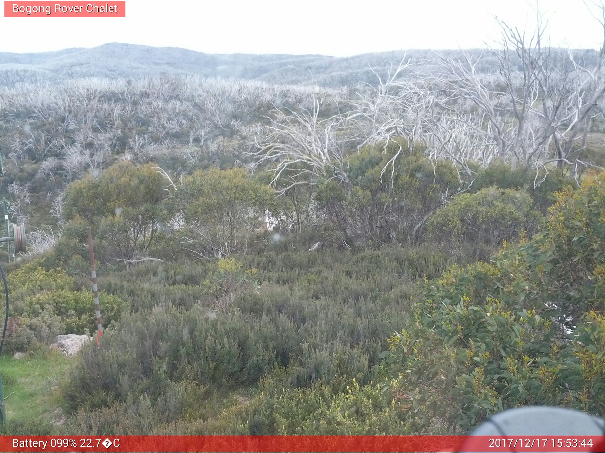 Bogong Web Cam 3:53pm Sunday 17th of December 2017