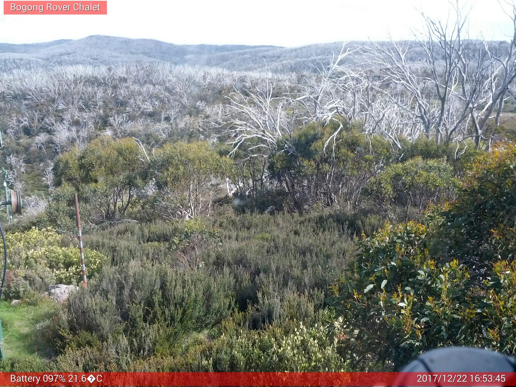 Bogong Web Cam 4:53pm Friday 22nd of December 2017